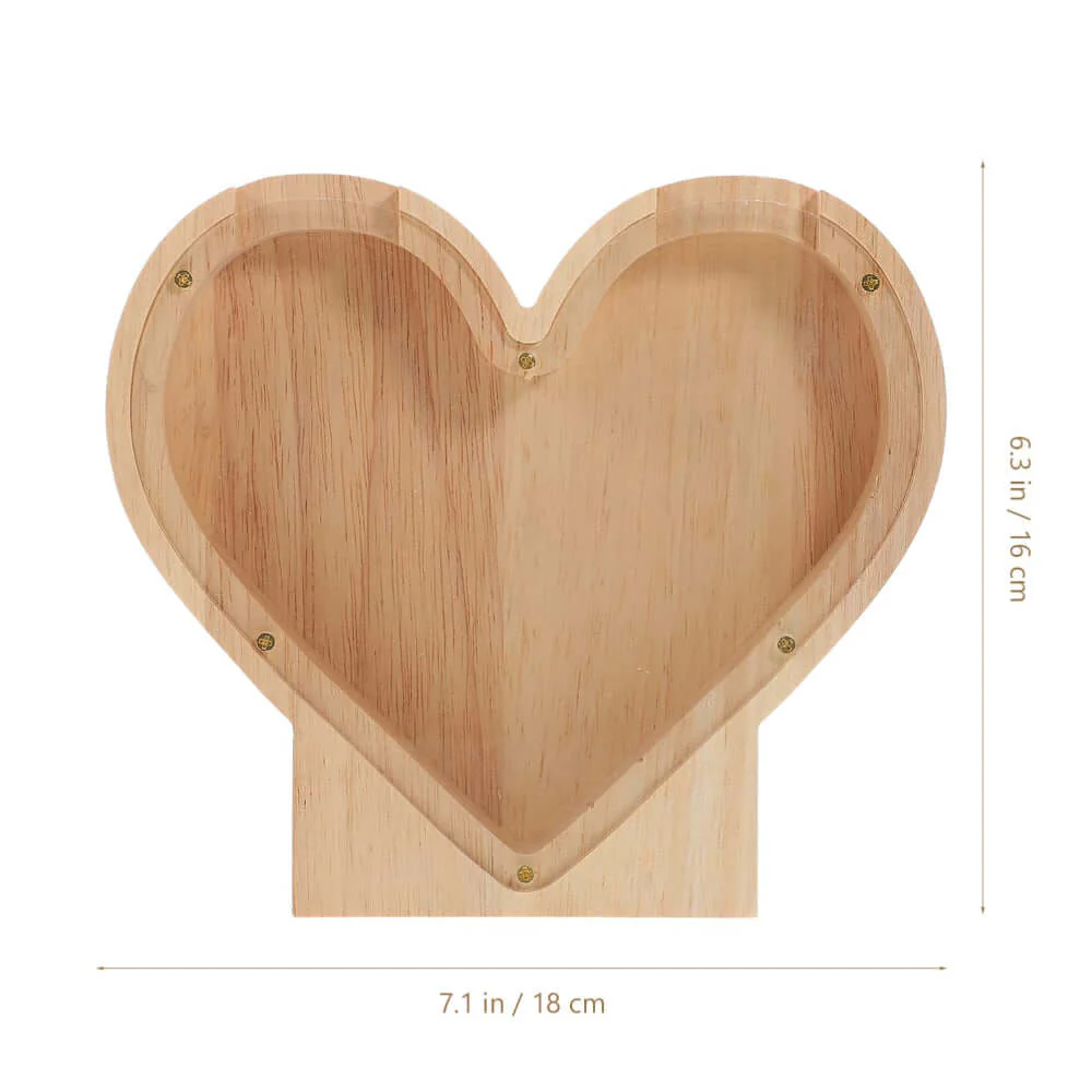 Personalized Wooden Heart Shaped Piggy Bank - Image 4