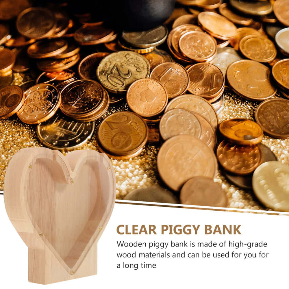 Personalized Wooden Heart Shaped Piggy Bank - Image 7