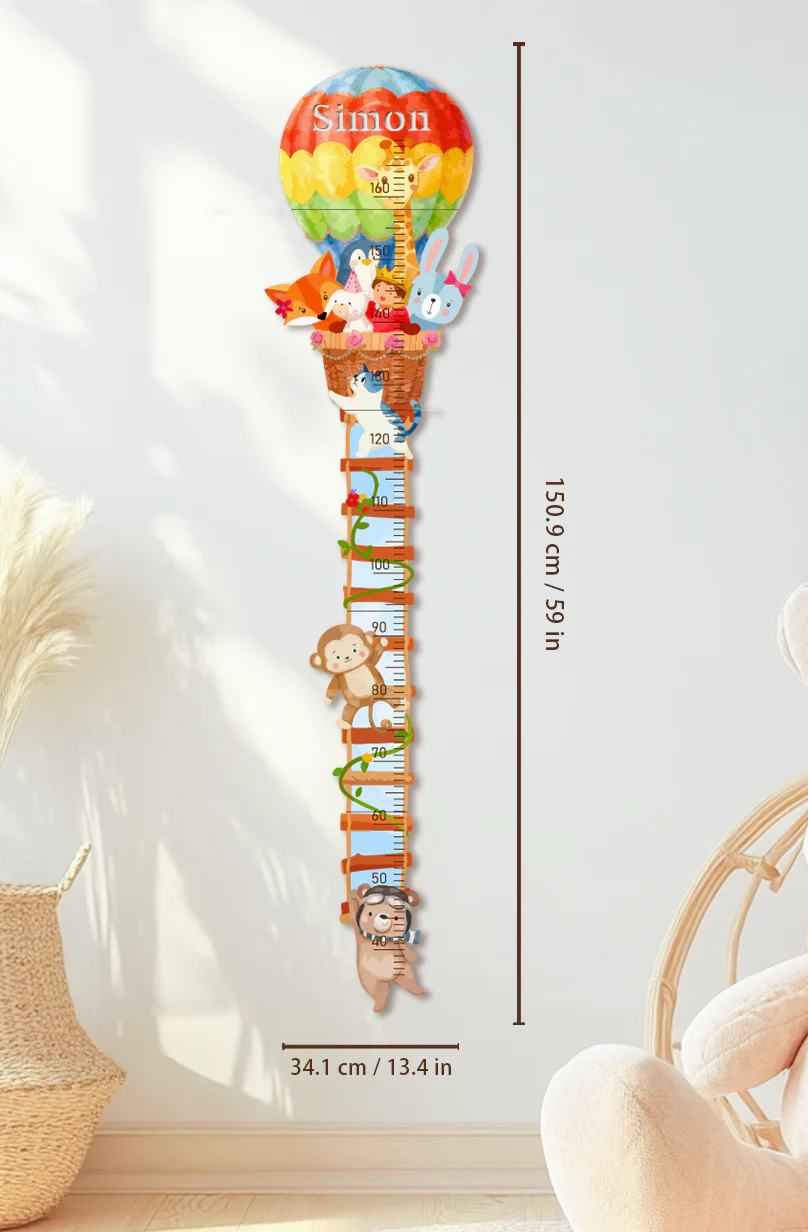 Personalized Wooden Hot Air Balloon Growth Chart - Image 3
