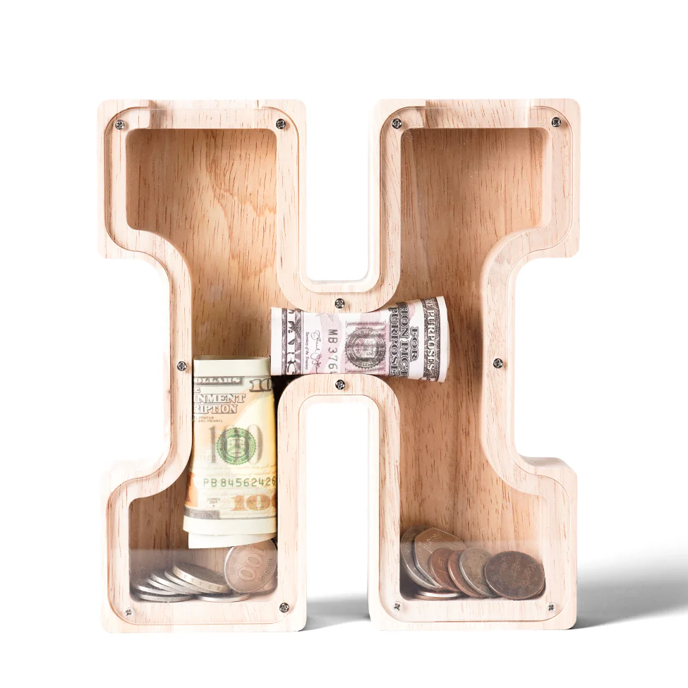 Personalized Wooden Letter Piggy Bank - Image 10