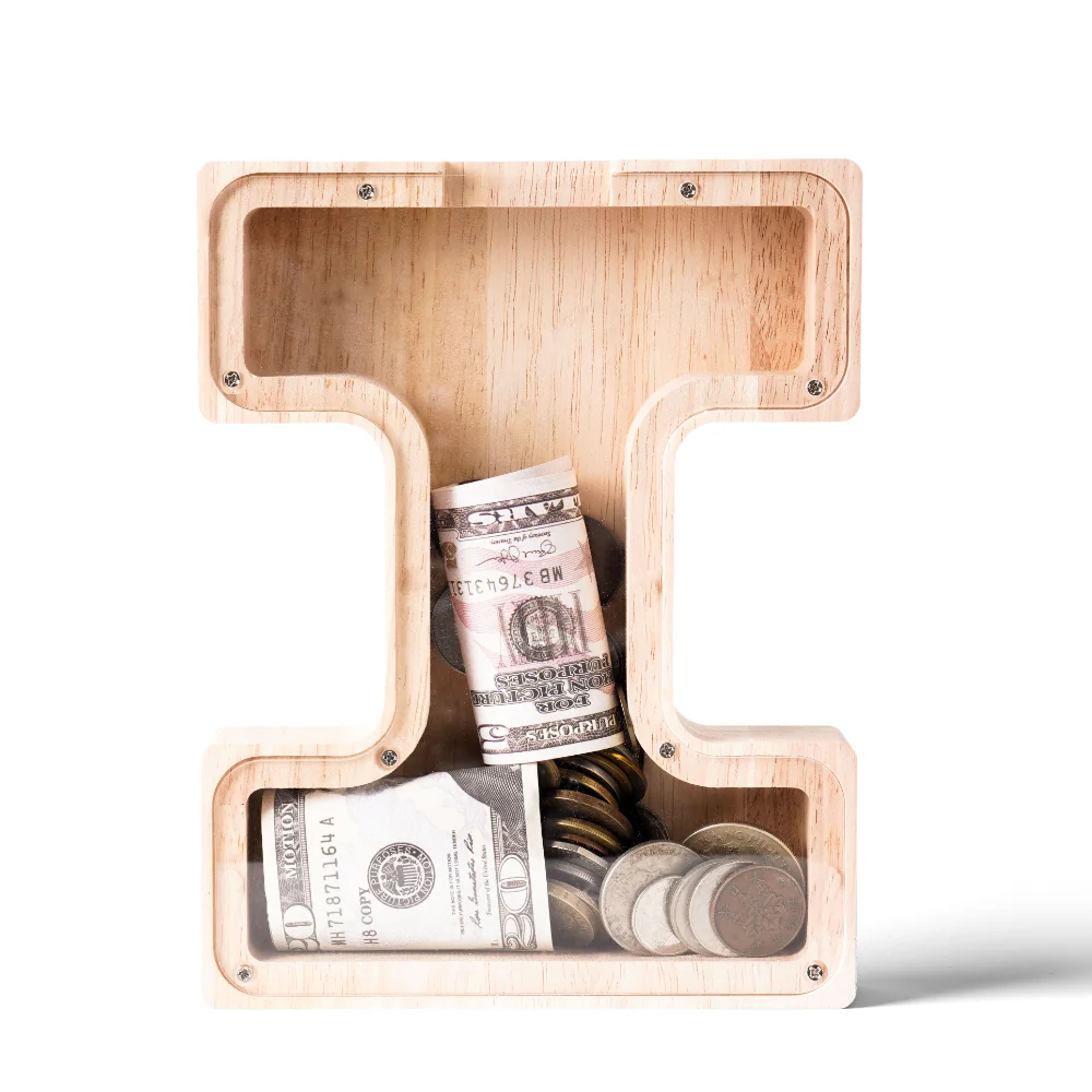 Personalized Wooden Letter Piggy Bank - Image 11