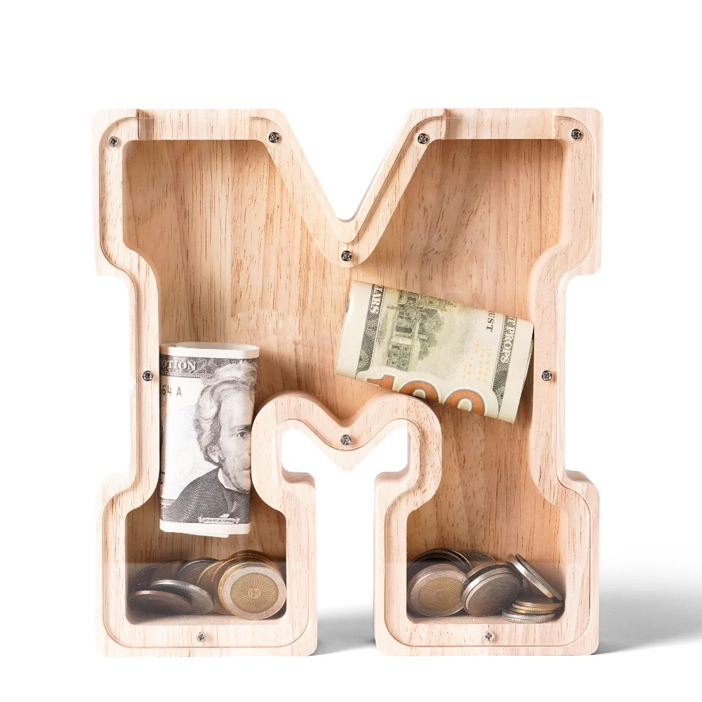 Personalized Wooden Letter Piggy Bank - Image 15