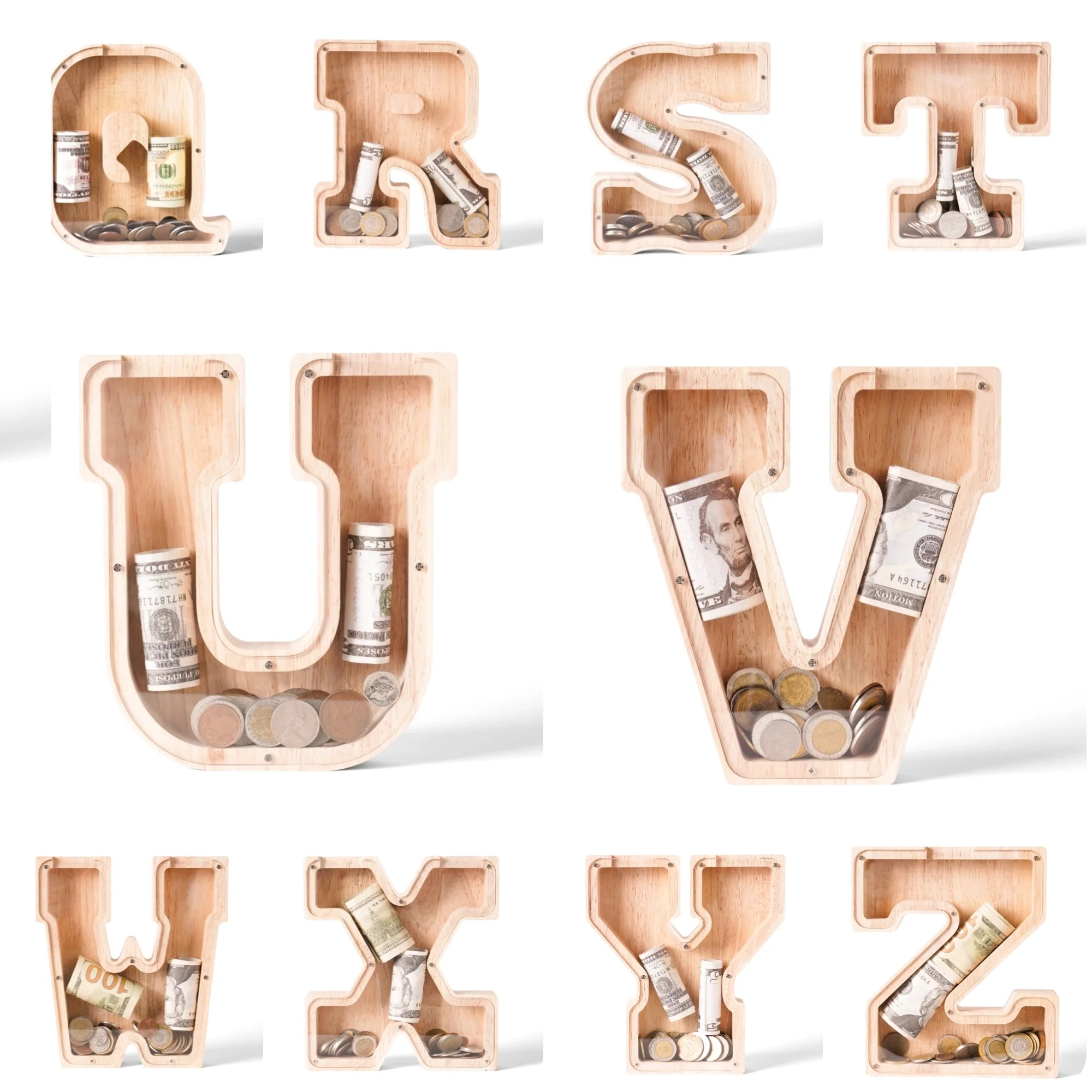 Personalized Wooden Letter Piggy Bank - Image 2