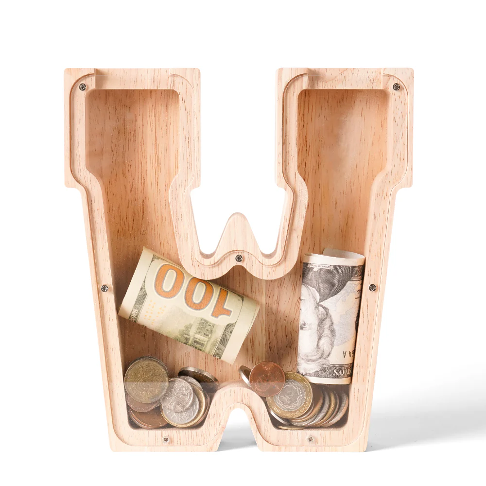 Personalized Wooden Letter Piggy Bank - Image 25