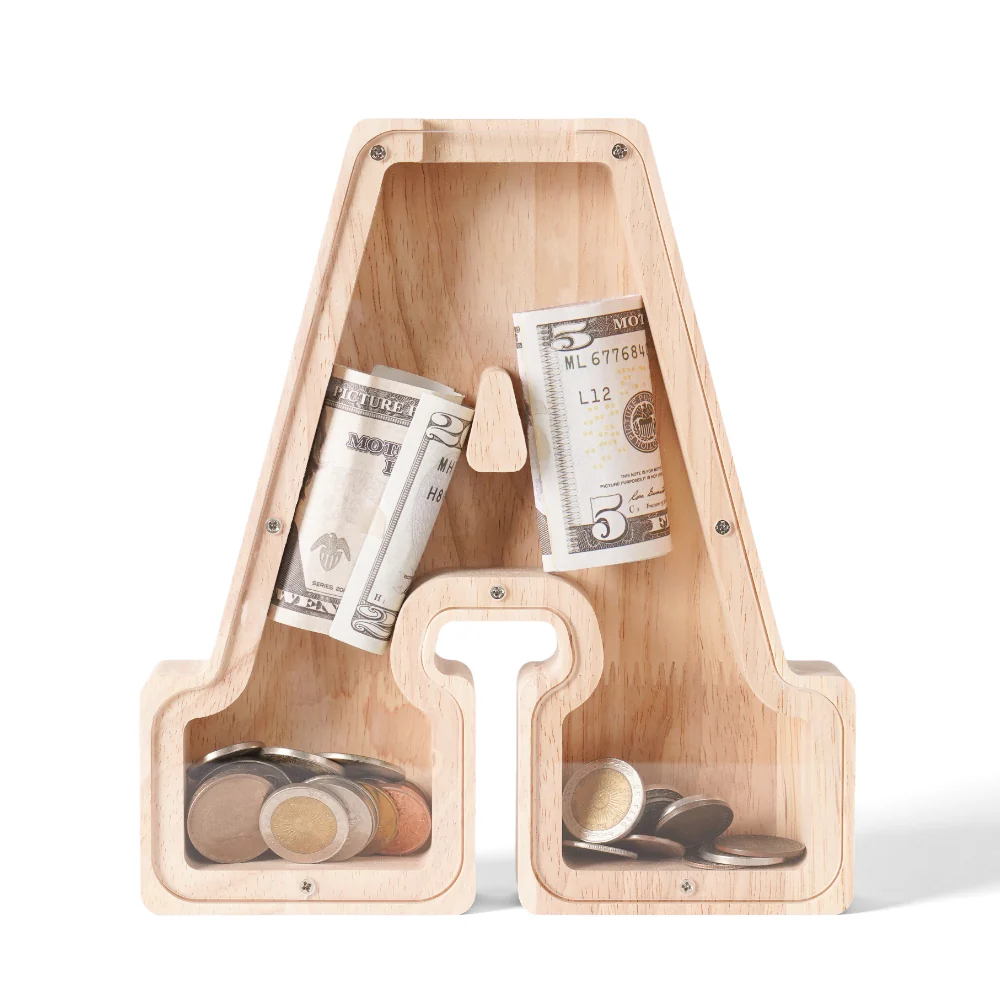 Personalized Wooden Letter Piggy Bank - Image 3