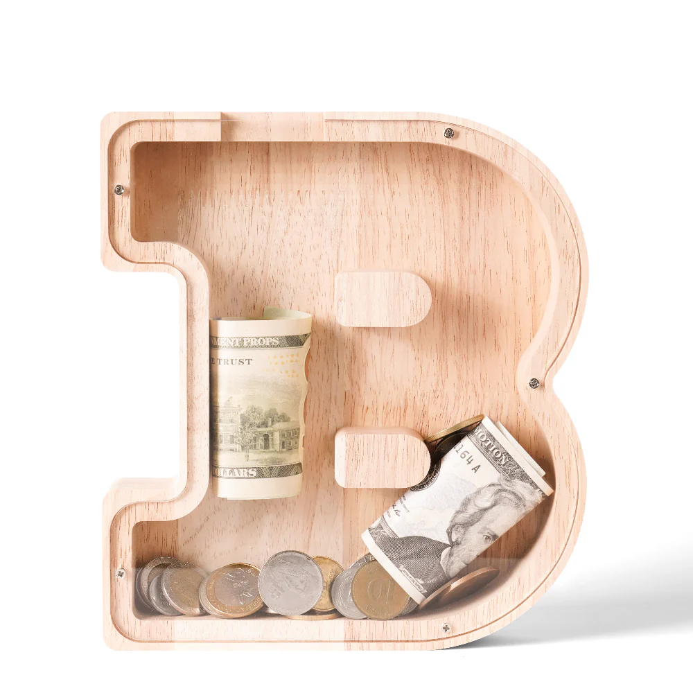 Personalized Wooden Letter Piggy Bank - Image 4