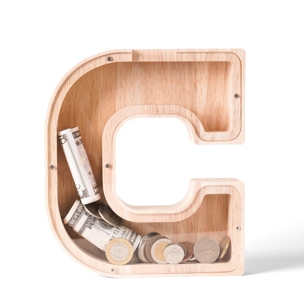 Personalized Wooden Letter Piggy Bank - Image 5