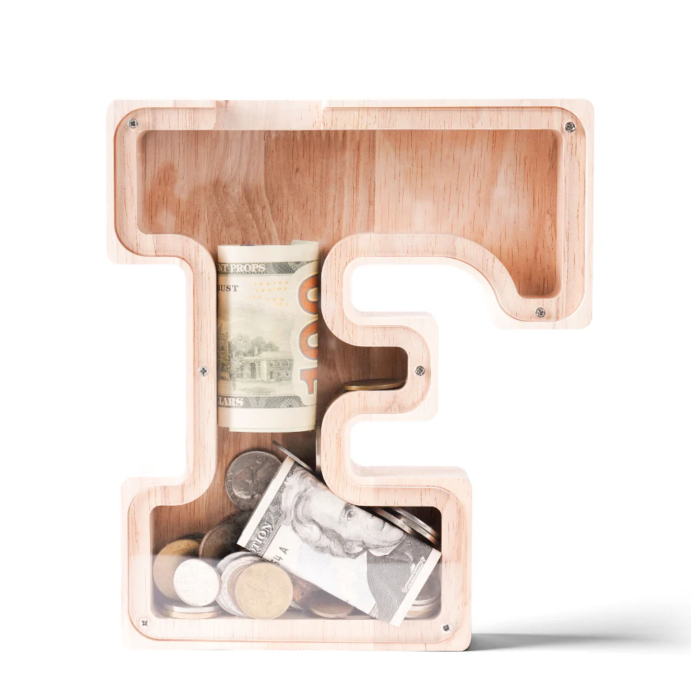 Personalized Wooden Letter Piggy Bank - Image 8