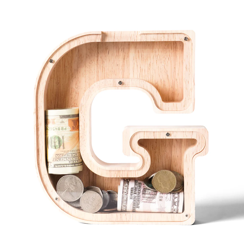 Personalized Wooden Letter Piggy Bank - Image 9