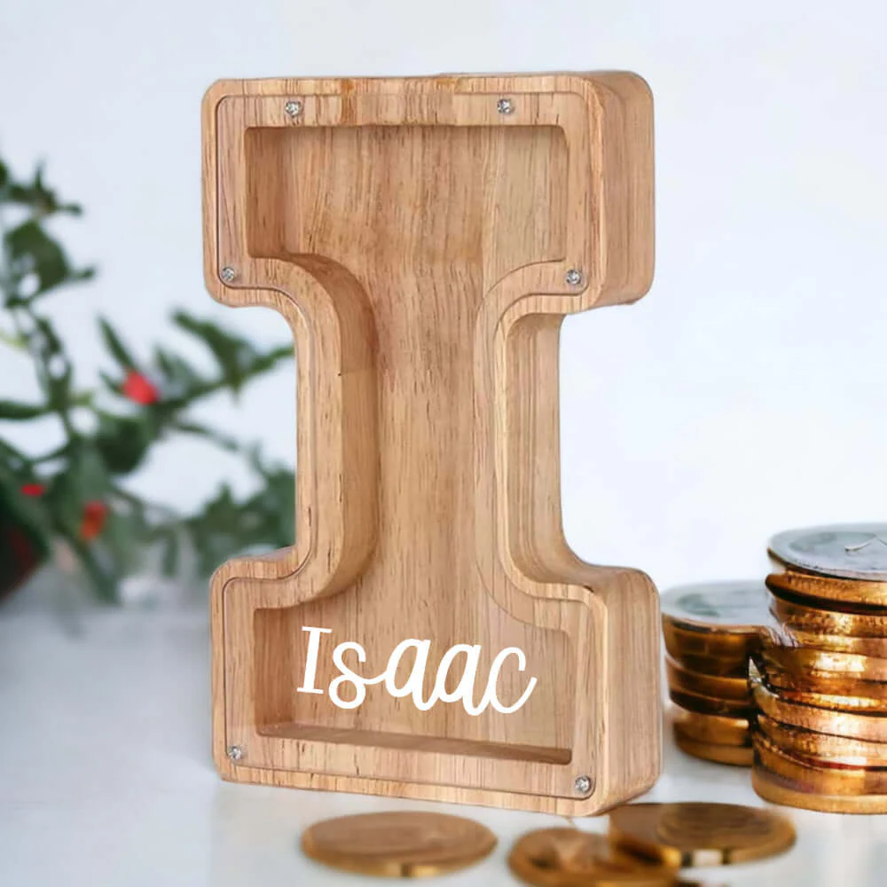 Personalized Wooden Letter Piggy Bank - Image 3