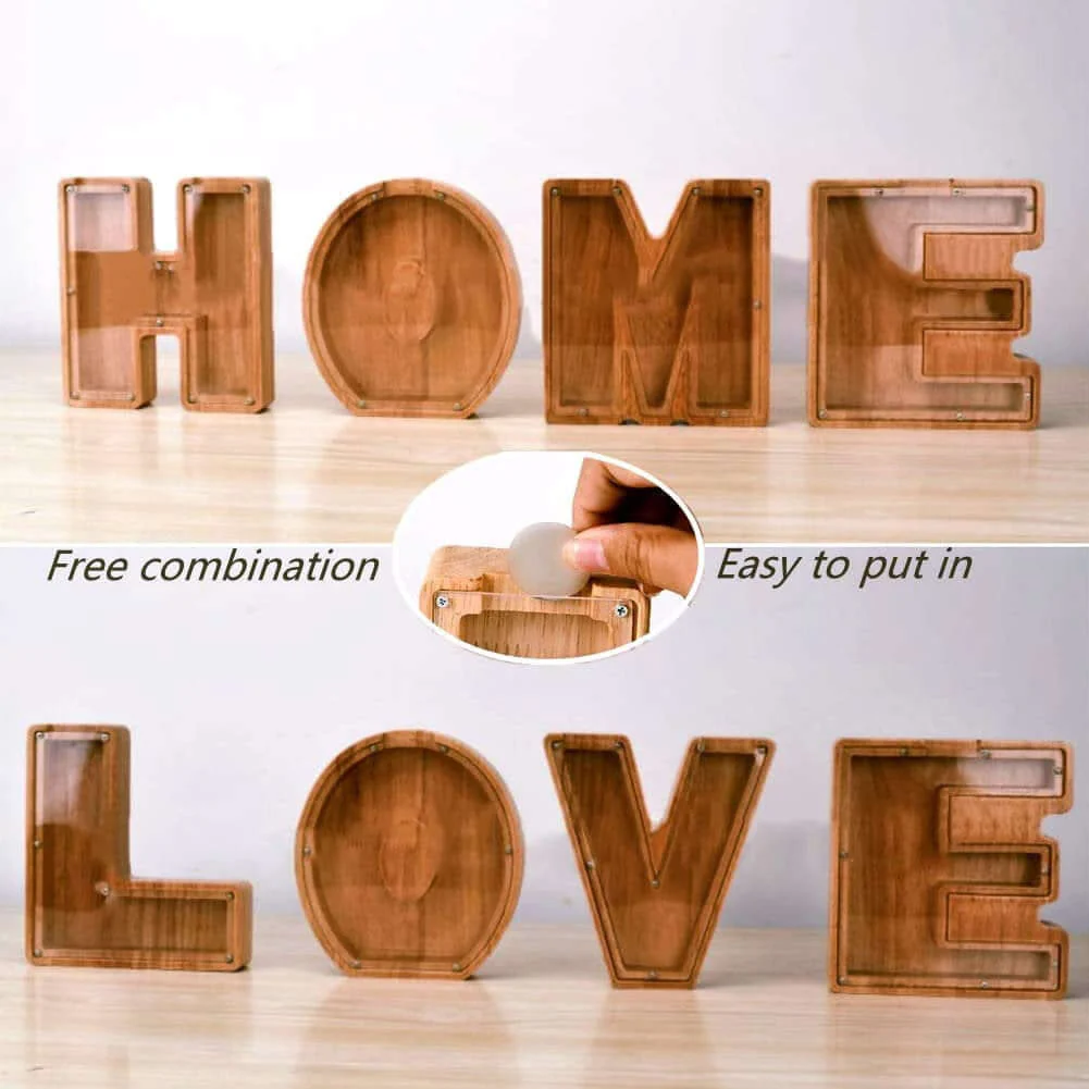 Personalized Wooden Letter Piggy Bank - Baby Gift - Image 4
