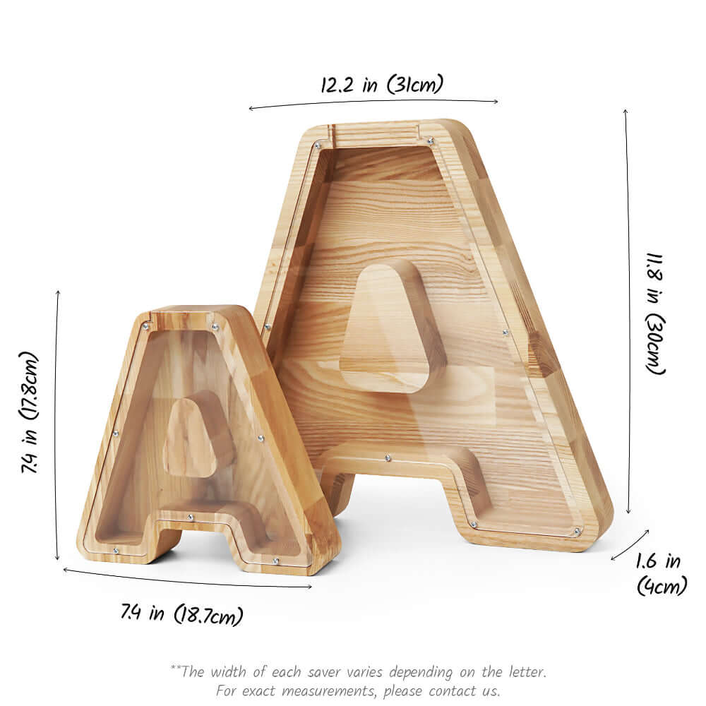 Personalized Wooden Letter Piggy Bank Custom Gift - Image 2
