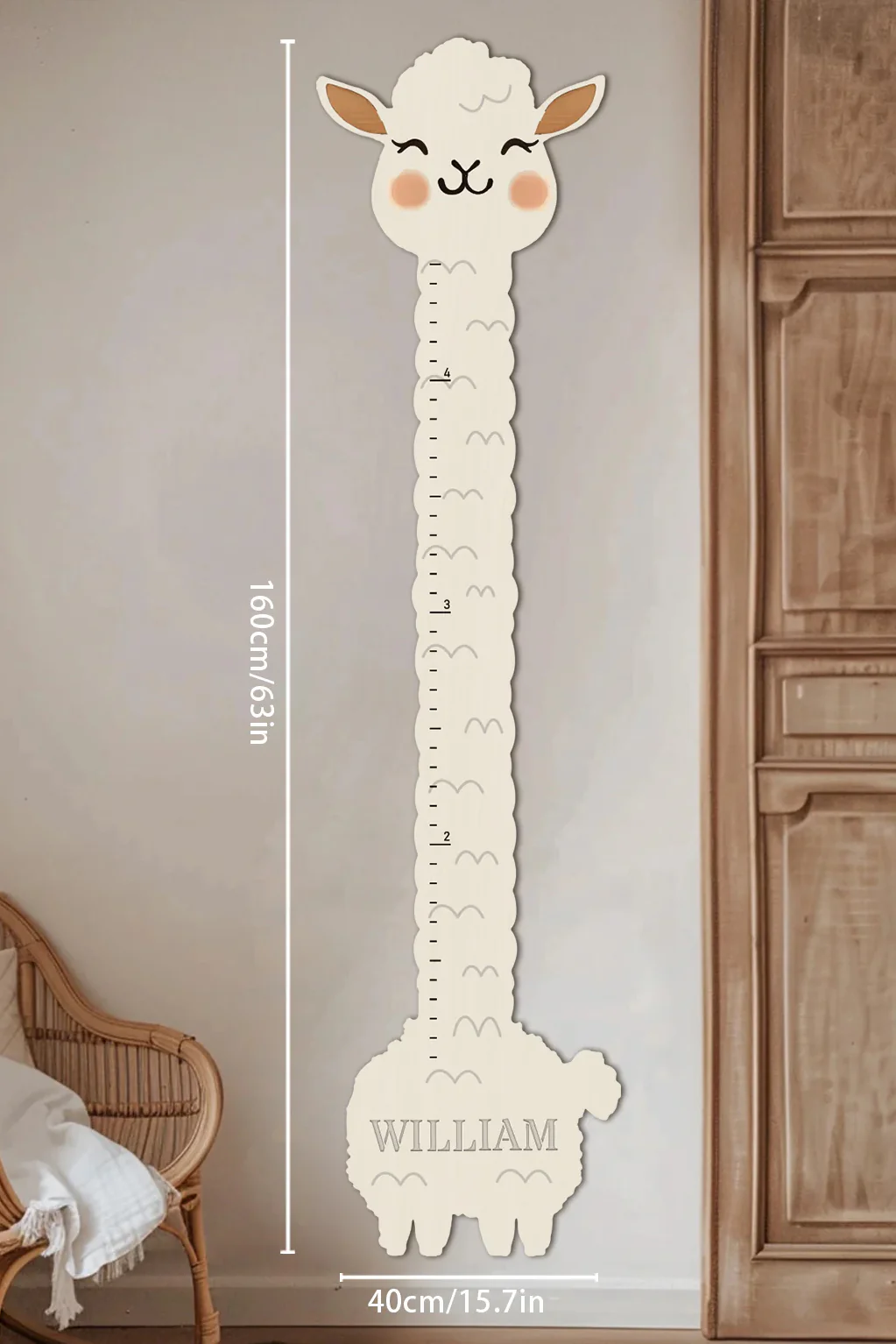 Personalized Wooden Llama Growth Chart Ruler - Image 6