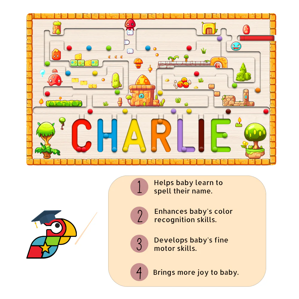 Personalized Wooden Magnetic Maze With Baby Name - Image 3