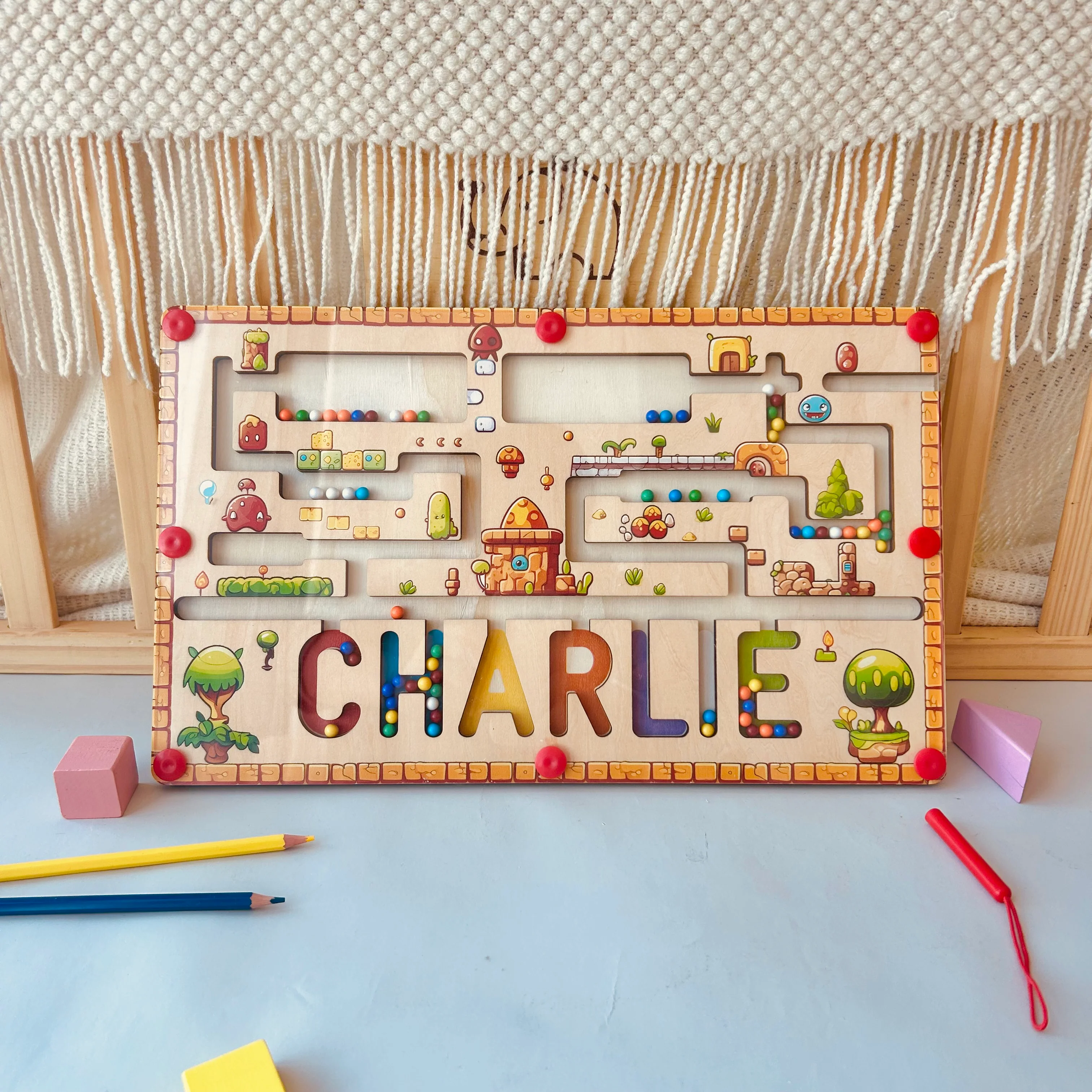 Personalized Wooden Magnetic Maze With Baby Name - Image 8