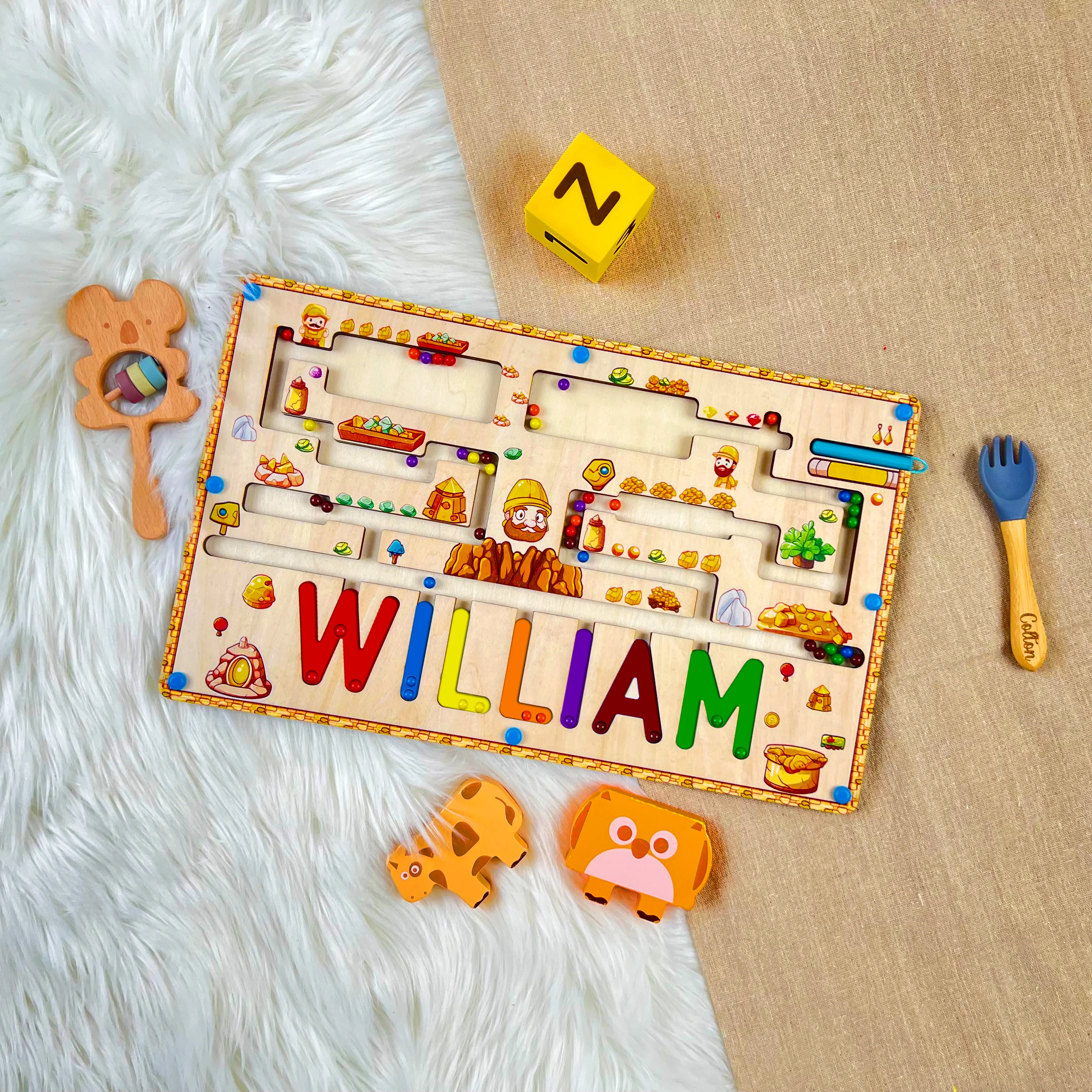 Personalized Wooden Magnetic Maze With Baby Name - Image 7