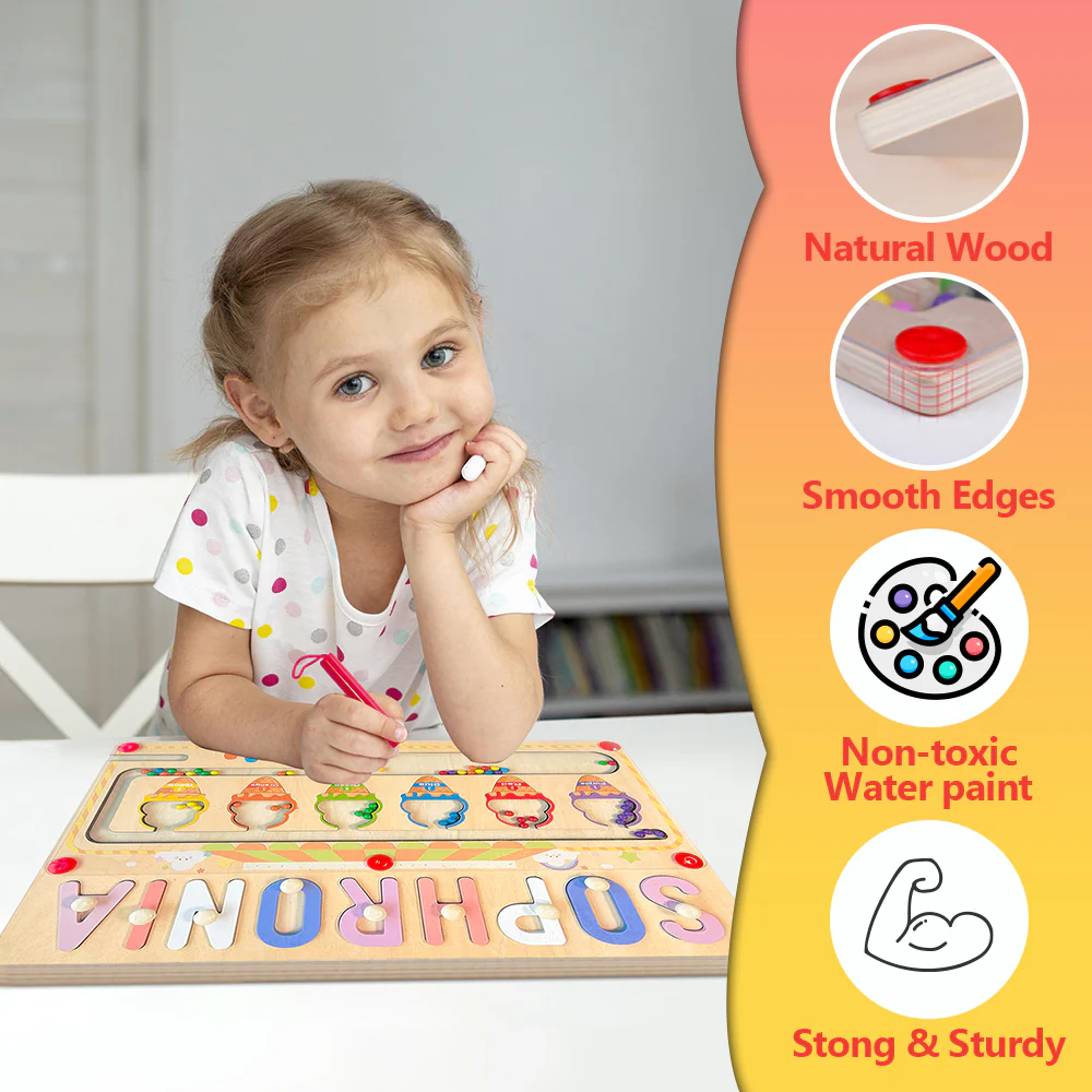 Personalized Wooden Magnetic Maze With Customized Name Puzzle - Image 5