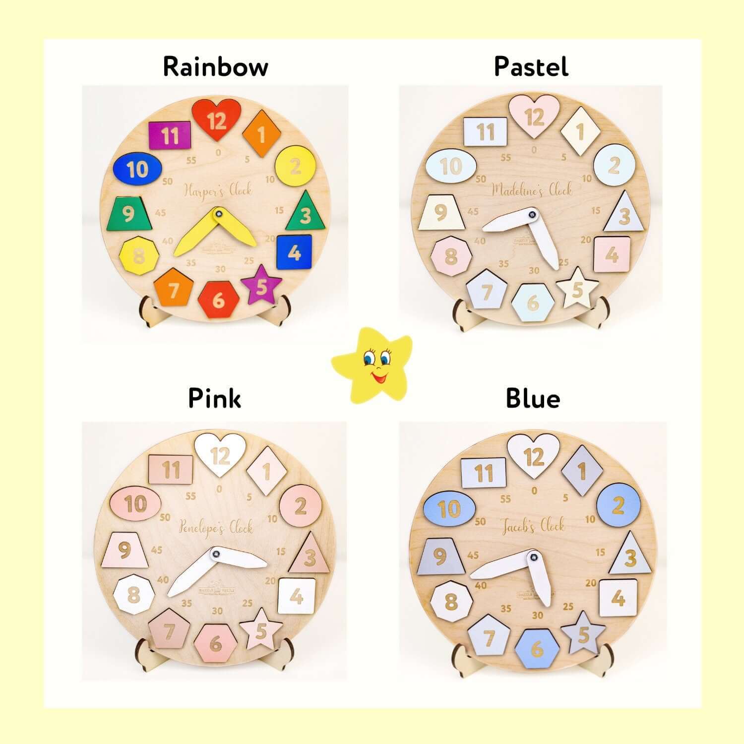 Personalized Wooden Name Clock For Kids - Image 2