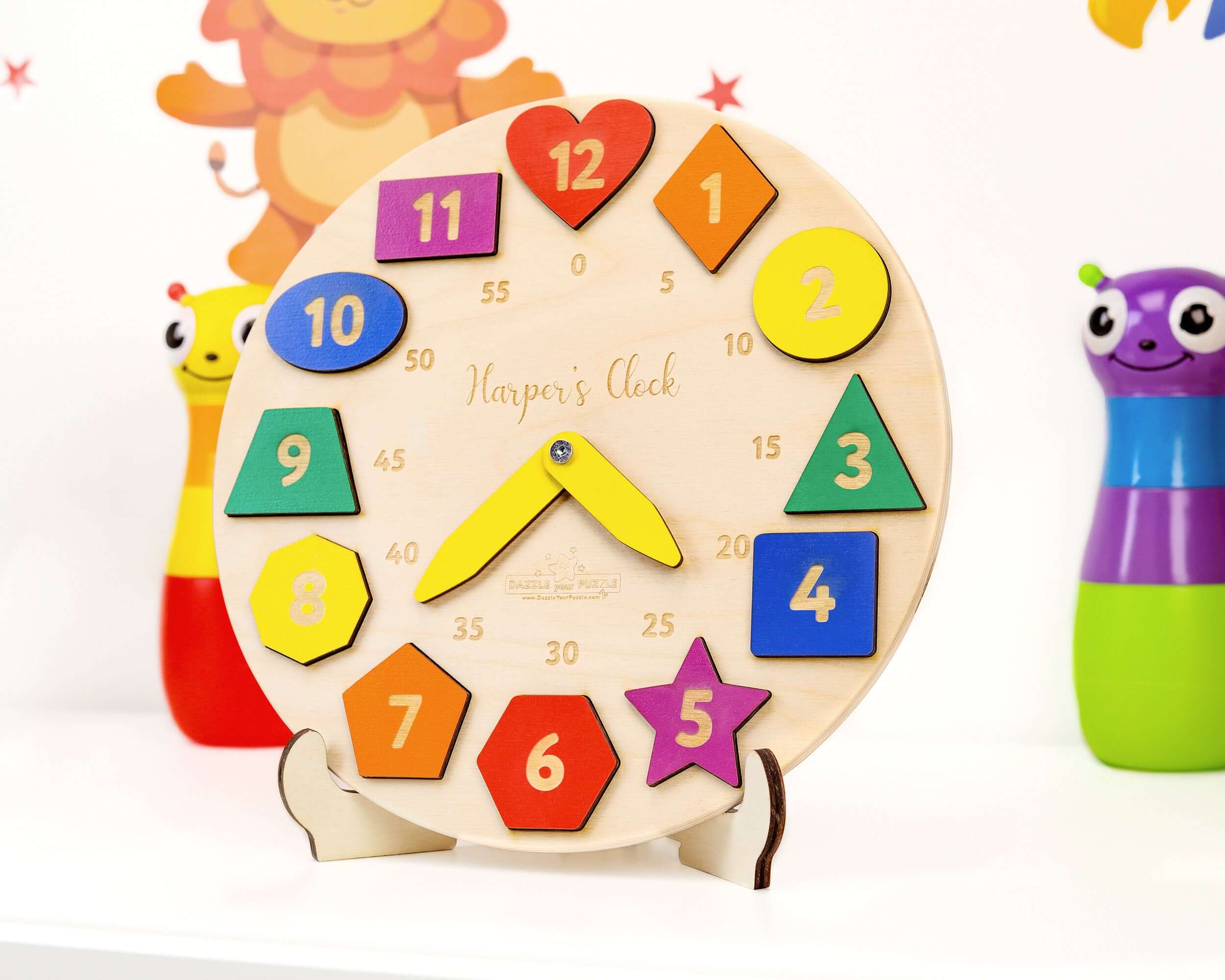 Personalized Wooden Name Clock For Kids - Image 3