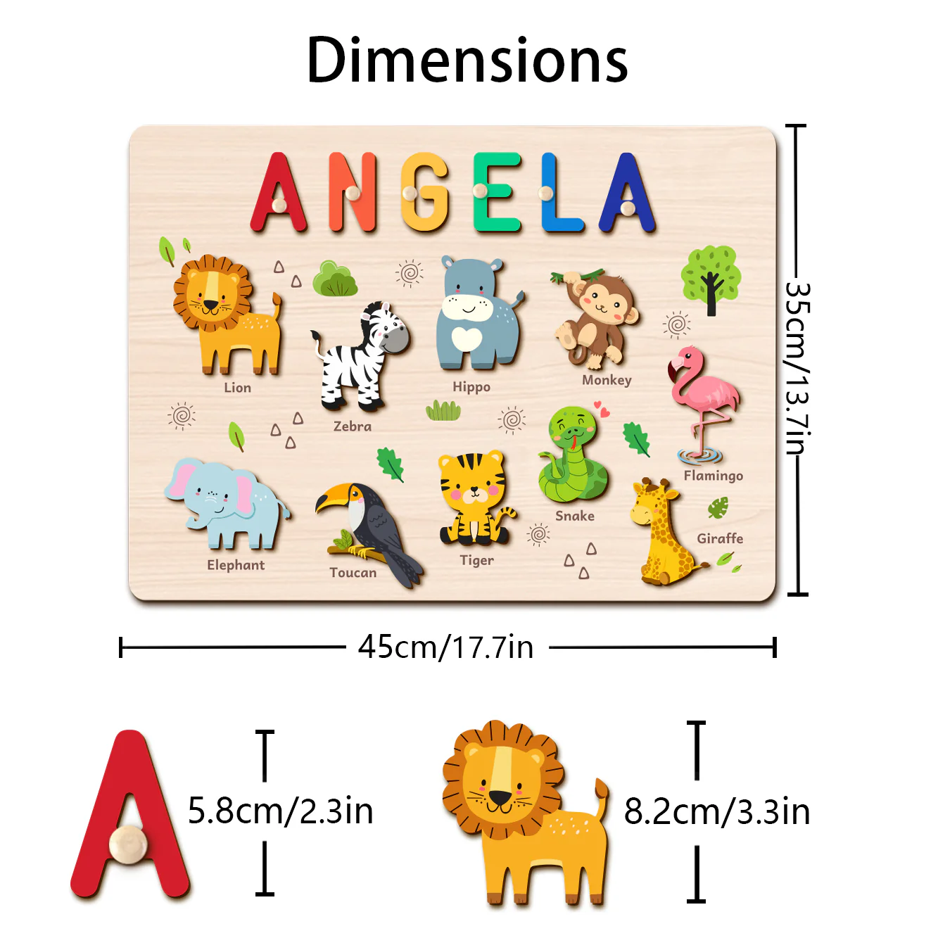Personalized Wooden Name Puzzle - Safari Animal Learning Toy for Toddlers - Image 7