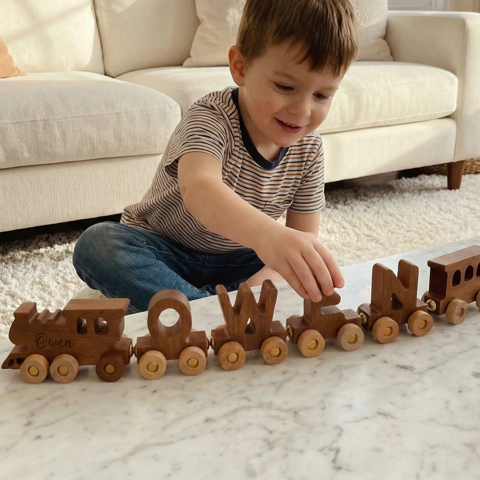 Personalized Wooden Train Set With Name - Image 3