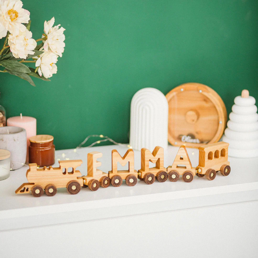 Personalized Wooden Train Set With Name - Image 4