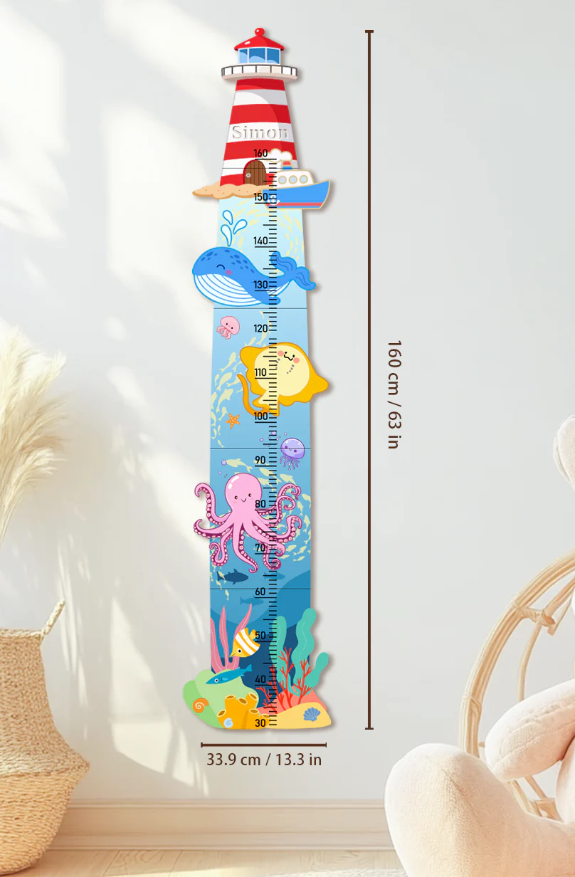 Personalized Wooden Nautical Sea Life Theme Growth Chart - Image 2