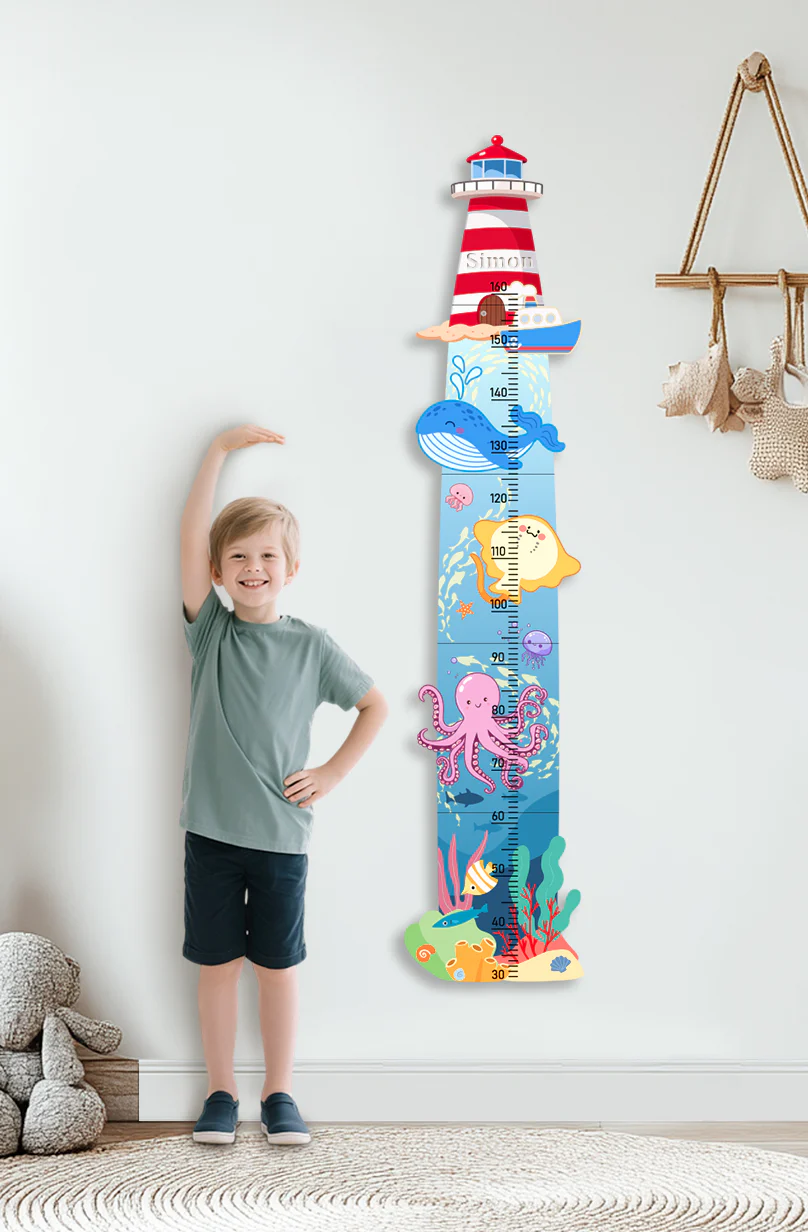 Personalized Wooden Nautical Sea Life Theme Growth Chart - Image 6
