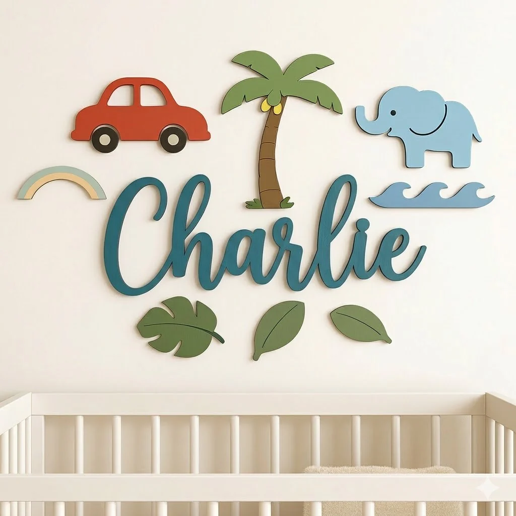 Personalized Wooden Nursery Name Sign – Custom Kids Room Wall Decor - Image 8