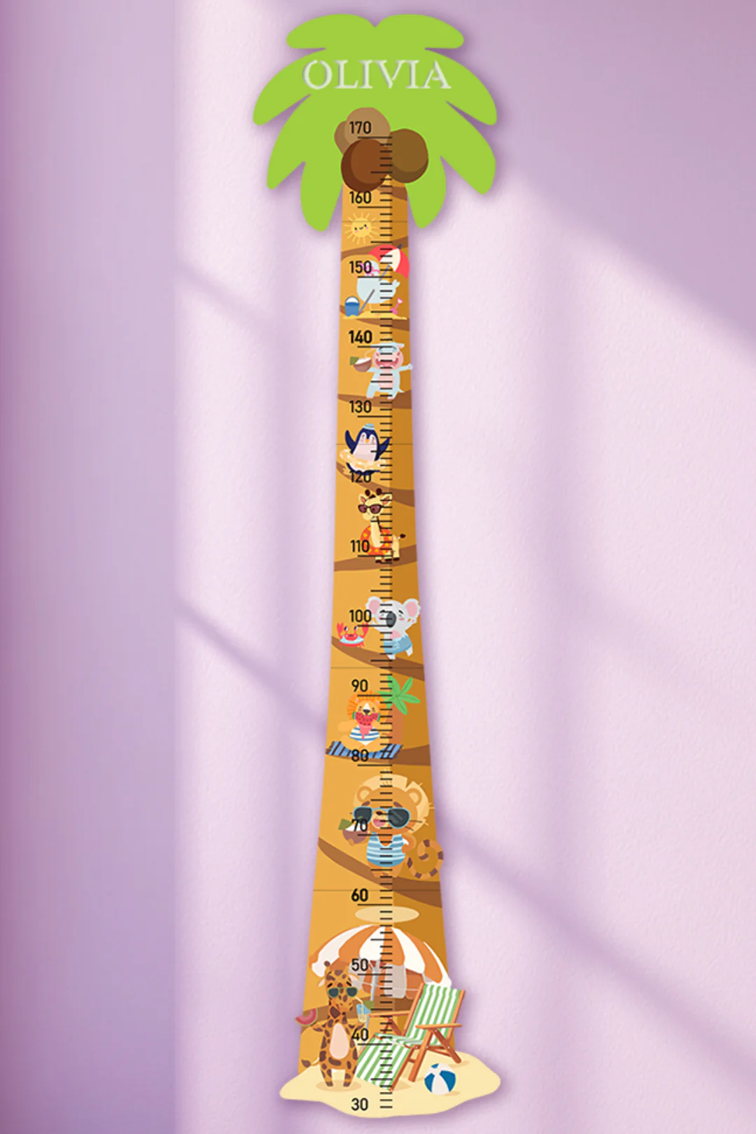 Personalized Wooden Palm Tree Adventure Growth Chart