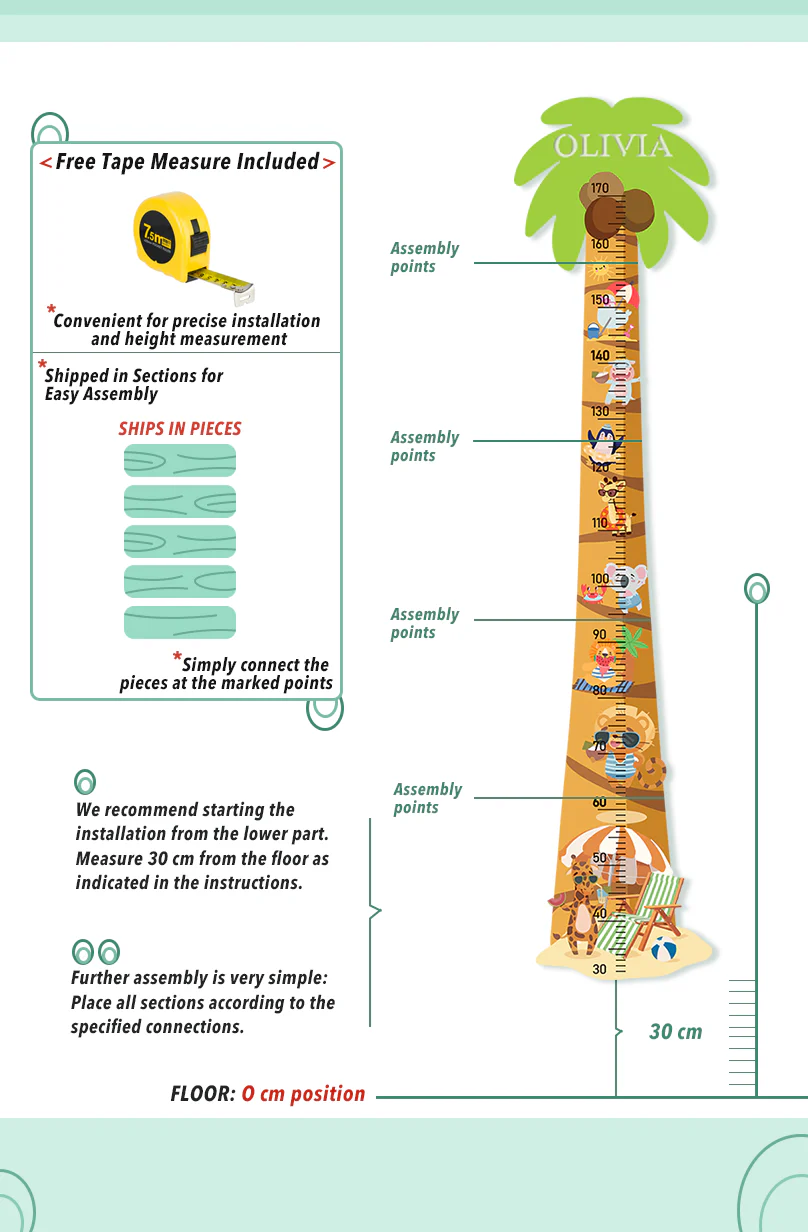 Personalized Wooden Palm Tree Adventure Growth Chart - Image 7
