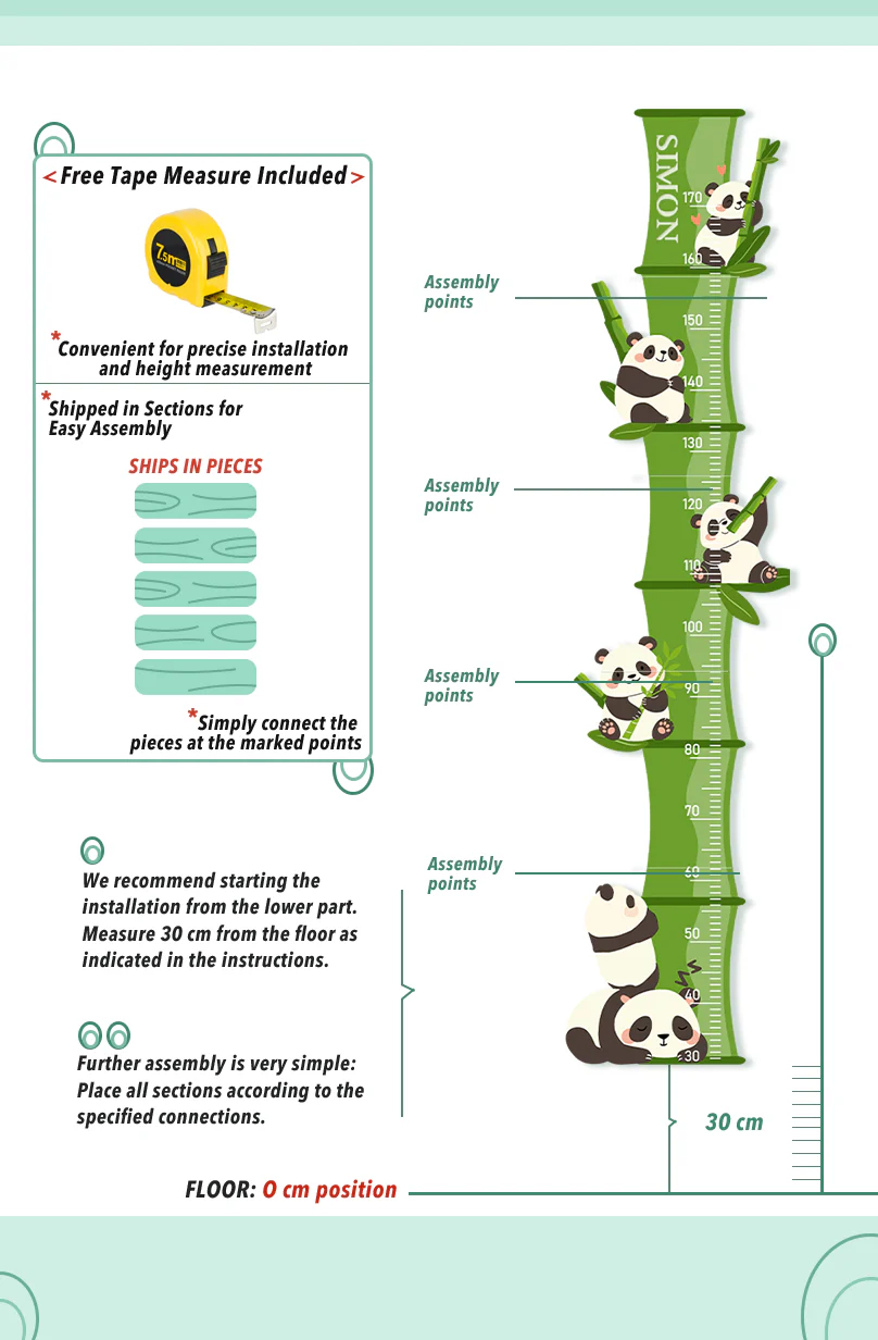Personalized Wooden Panda Bamboo Growth Chart - Image 6