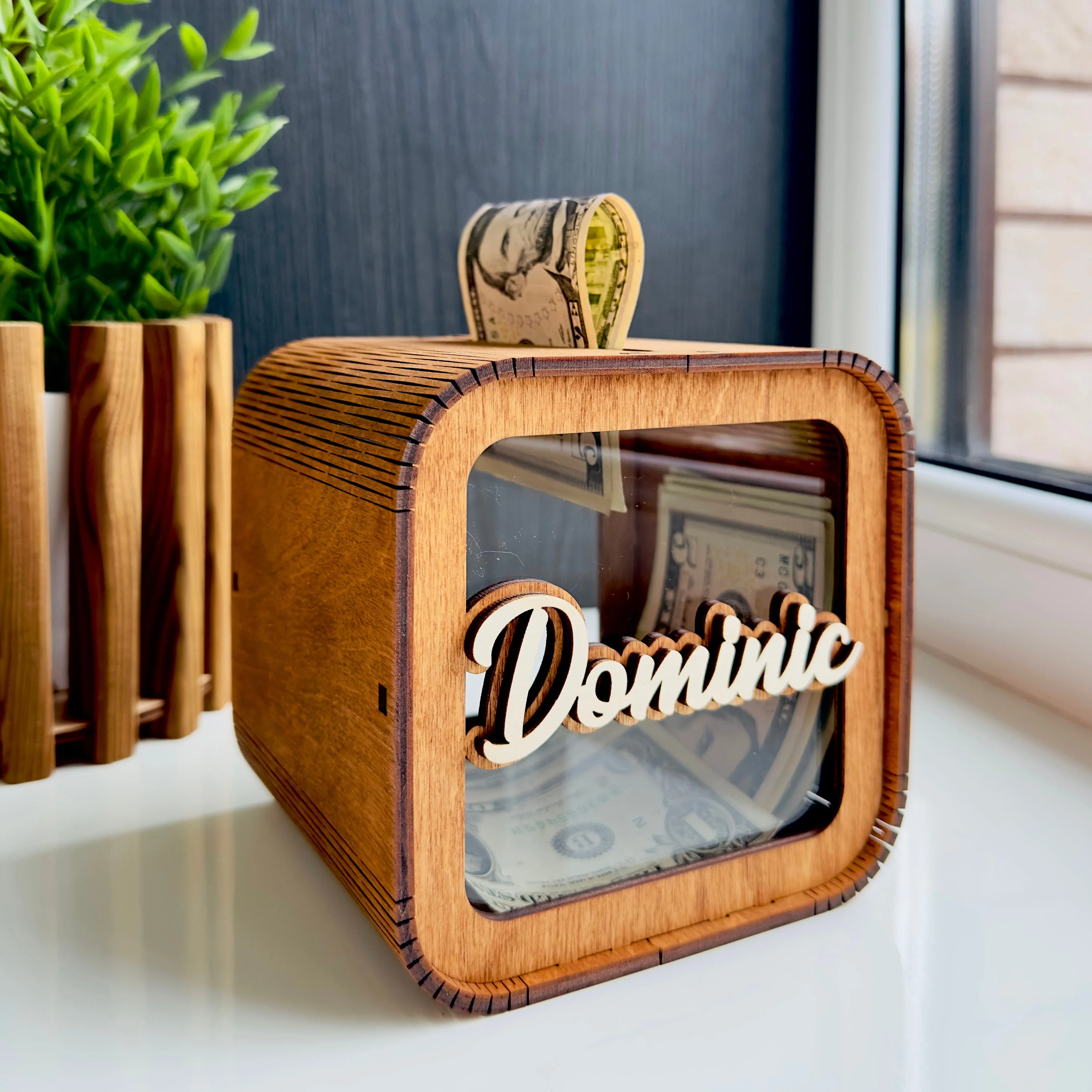 Personalized Wooden Piggy Bank for Kids - Image 3