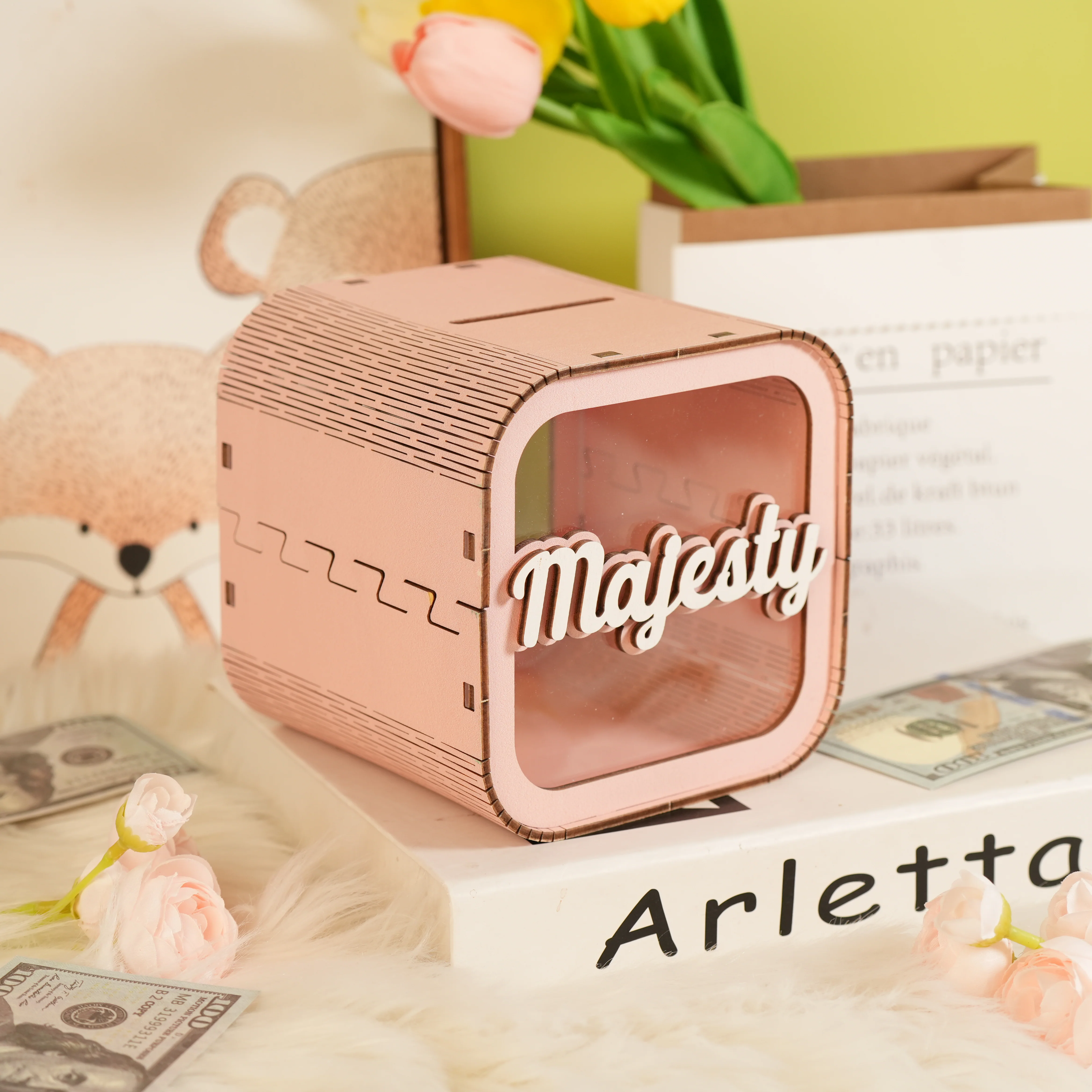 Personalized Wooden Piggy Bank for Kids - Image 4