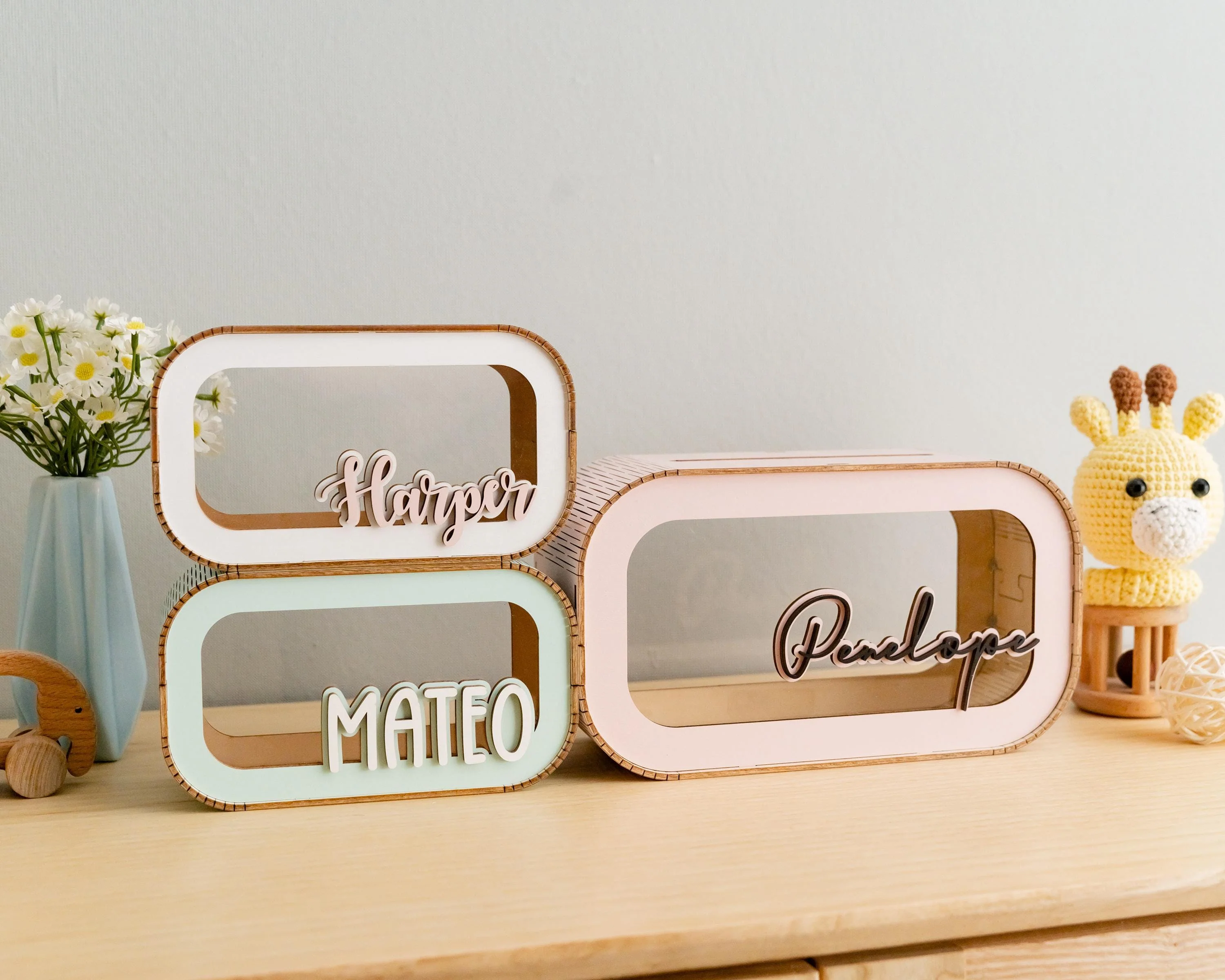 Personalized Wooden Piggy Bank for Kids - Image 2