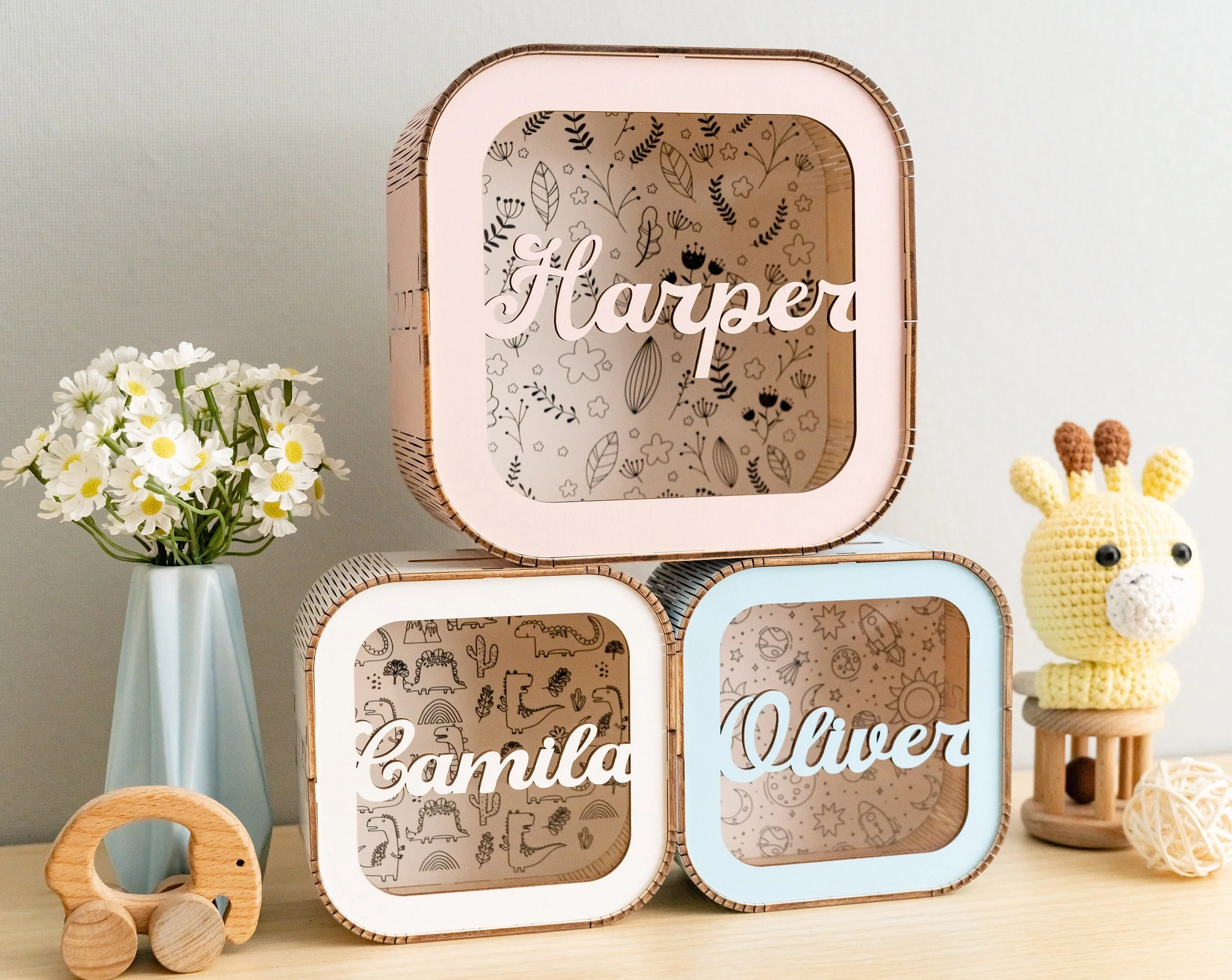 Personalized Wooden Piggy Bank for Kids - Image 3