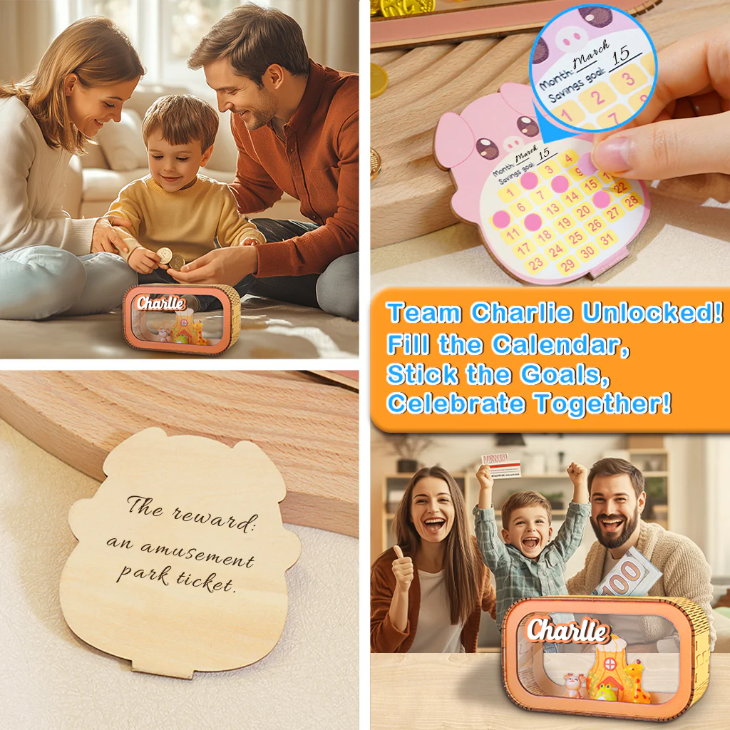 Personalized Wooden Piggy Bank Daily Combo For Kids - Image 7