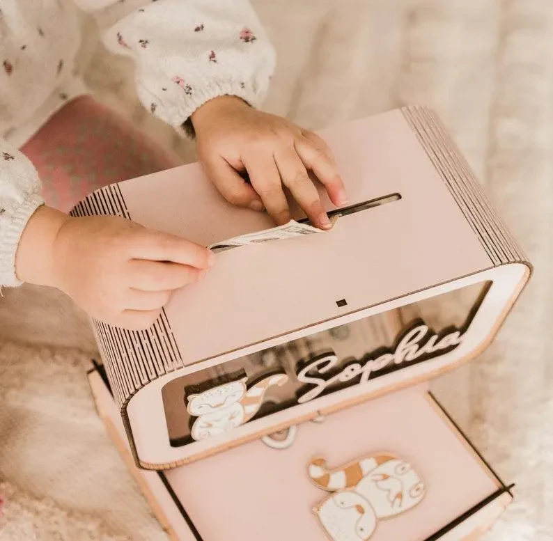 Personalized Wooden Piggy Bank Gifts for Kids - Image 3