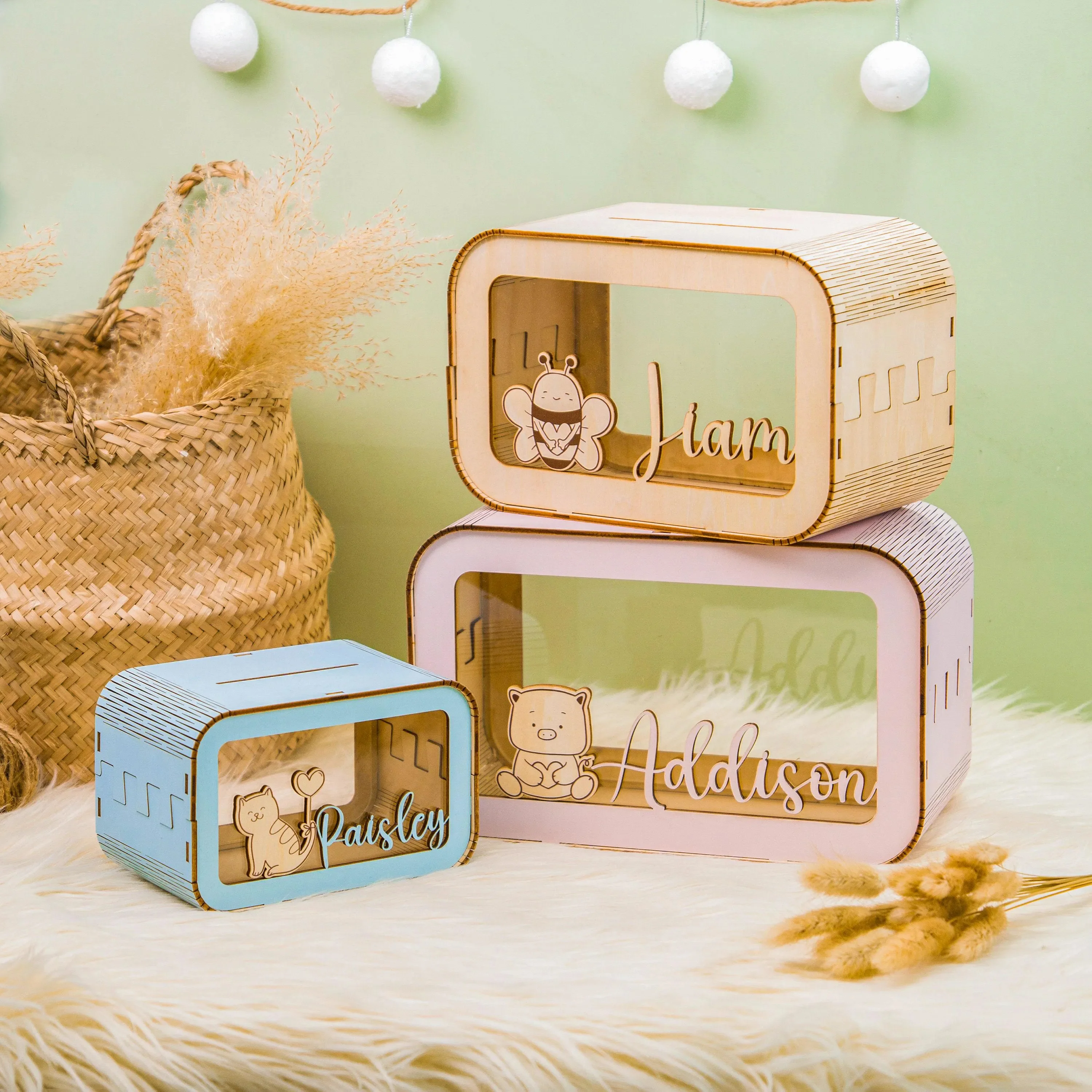 Personalized Wooden Piggy Bank Gifts for Kids - Image 5