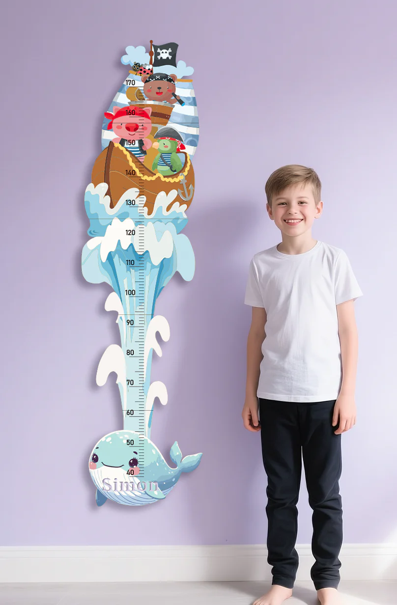 Personalized Wooden Pirate Adventure Growth Chart for Kids - Image 2
