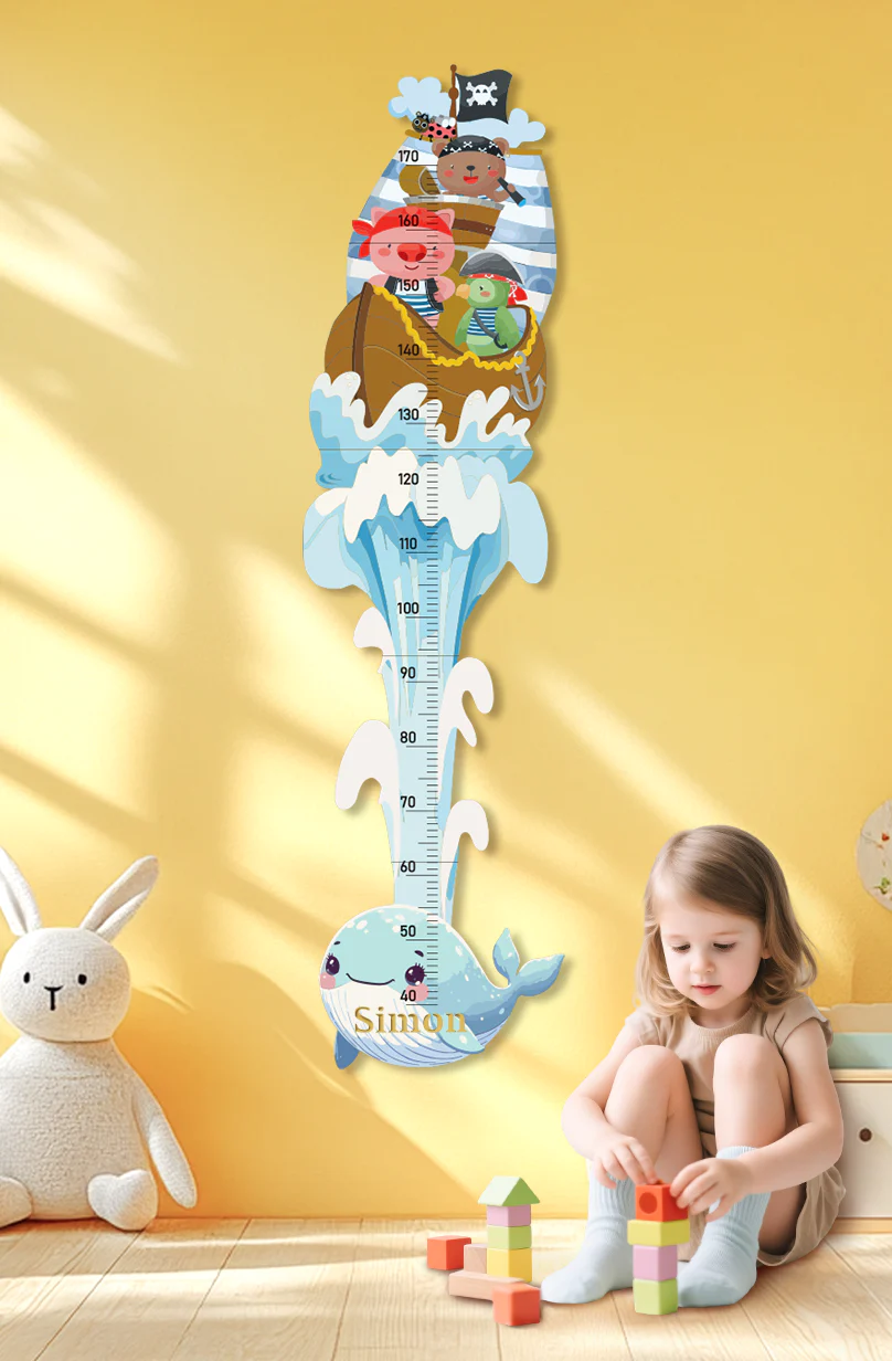 Personalized Wooden Pirate Adventure Growth Chart for Kids - Image 3