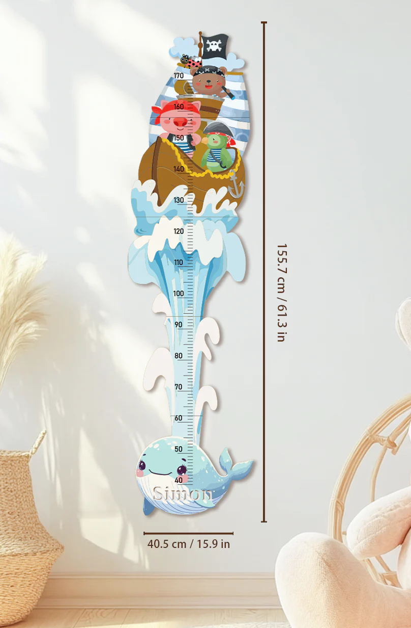 Personalized Wooden Pirate Adventure Growth Chart for Kids - Image 4
