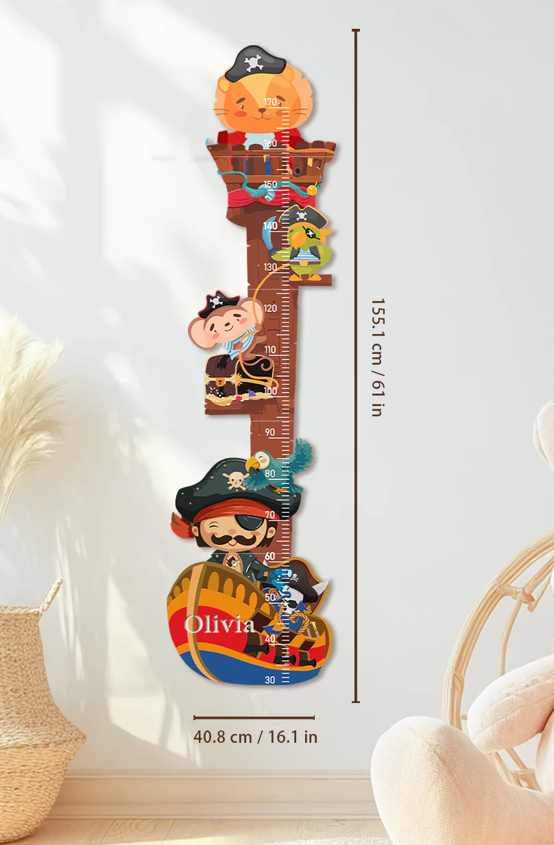 Personalized Wooden Pirate Ship Growth Chart - Image 2