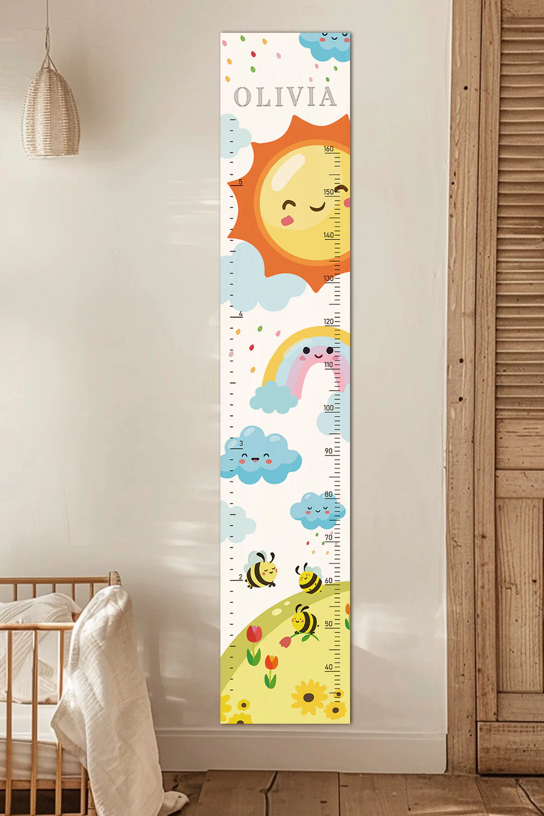 Personalized Wooden Rainbow Growth Chart Height Ruler - Image 3