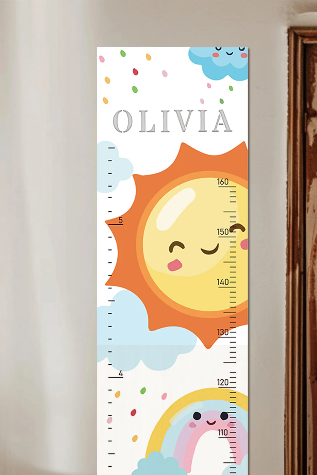 Personalized Wooden Rainbow Growth Chart Height Ruler - Image 4