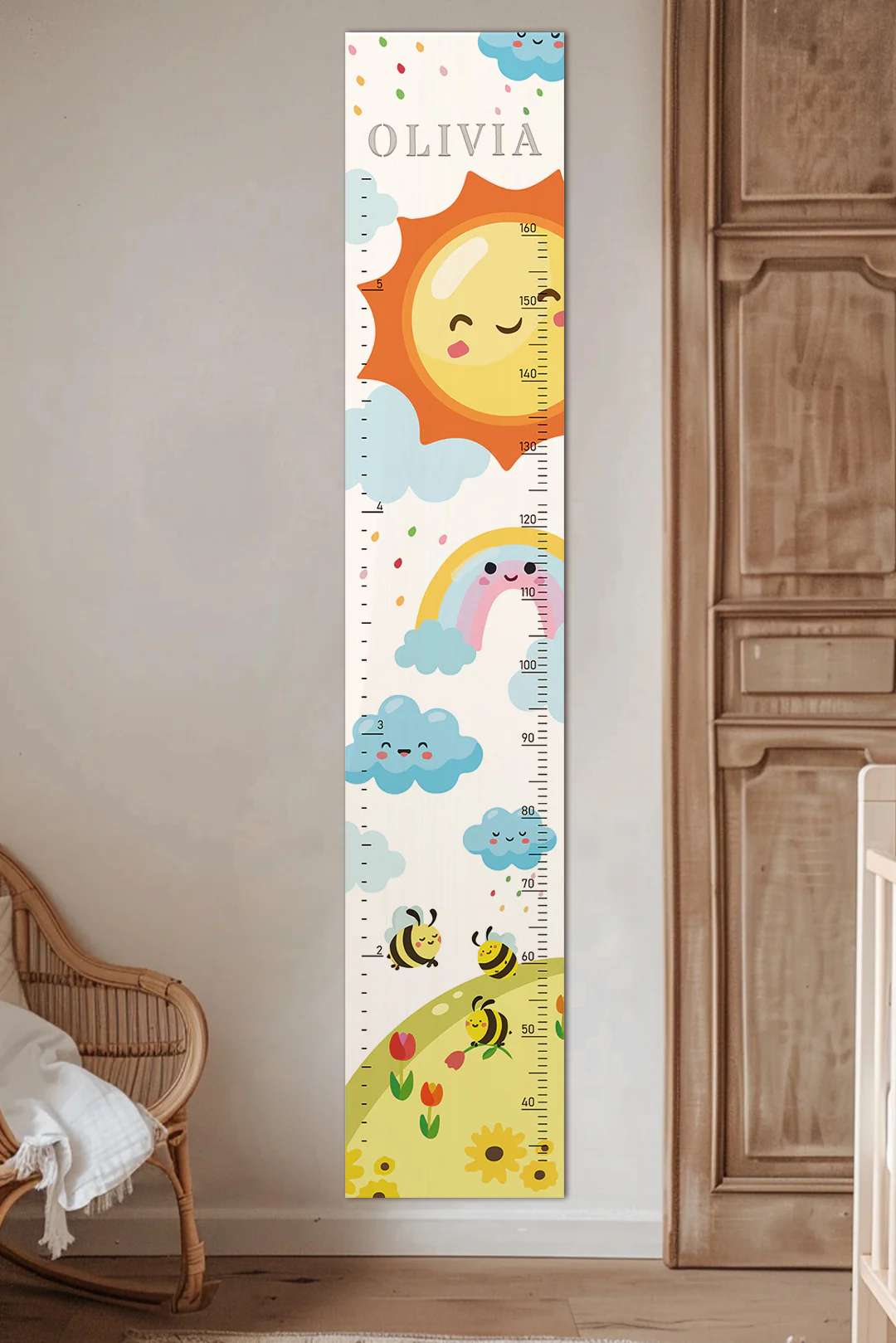 Personalized Wooden Rainbow Growth Chart Height Ruler - Image 5