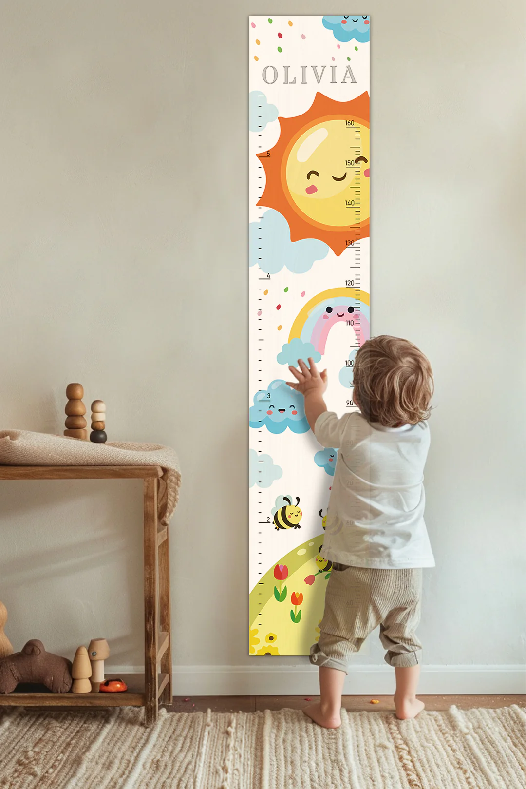 Personalized Wooden Rainbow Growth Chart Height Ruler - Image 6