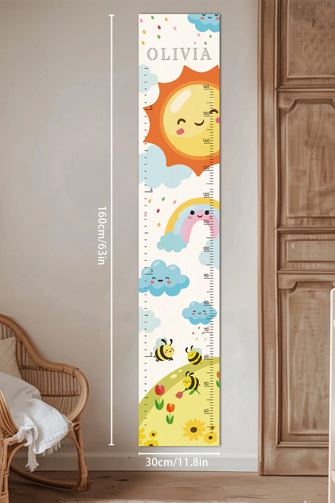 Personalized Wooden Rainbow Growth Chart Height Ruler - Image 7