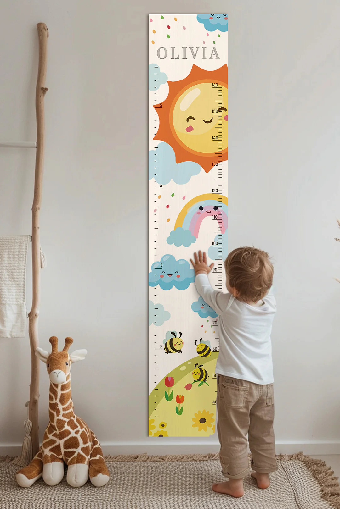 Personalized Wooden Rainbow Growth Chart Height Ruler - Image 8