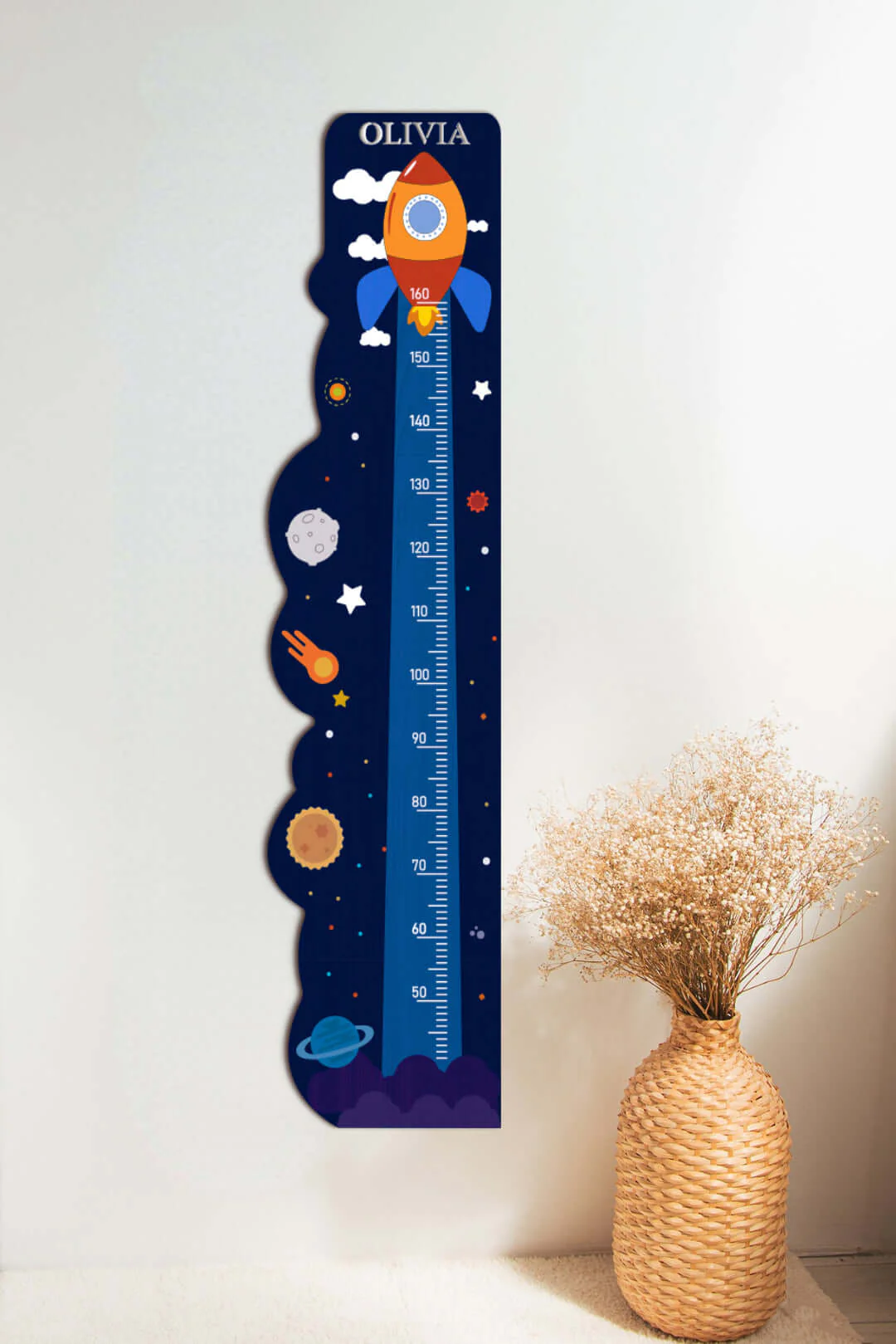Personalized Wooden Rocket Ship Growth Chart Height Ruler - Image 3